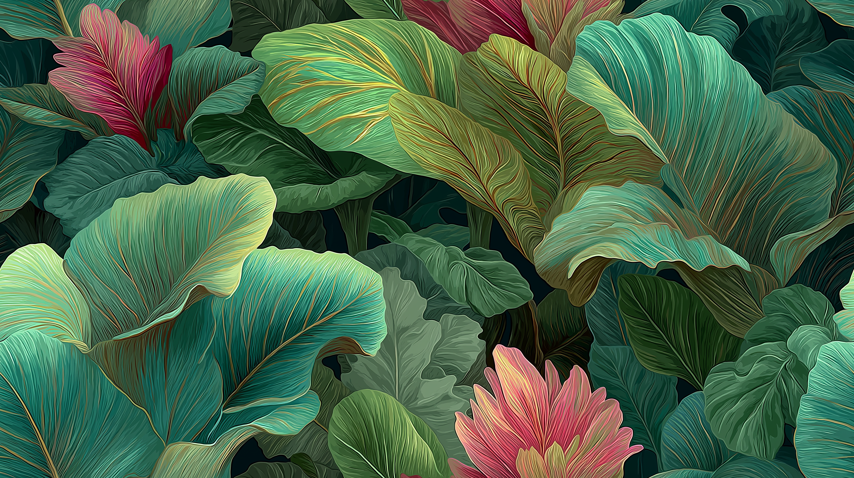 Verdant Bloom Tropical Leaf Wall Mural