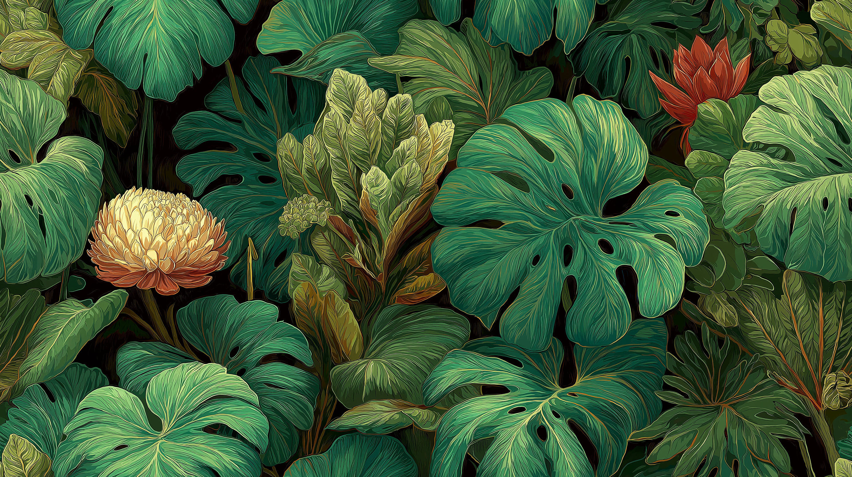 Lush Monstera Garden Wall Mural