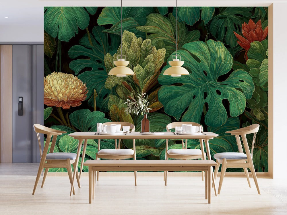 Luxury Botanicals: Natural Art Featuring Monstera and Lotus in Contemporary Style