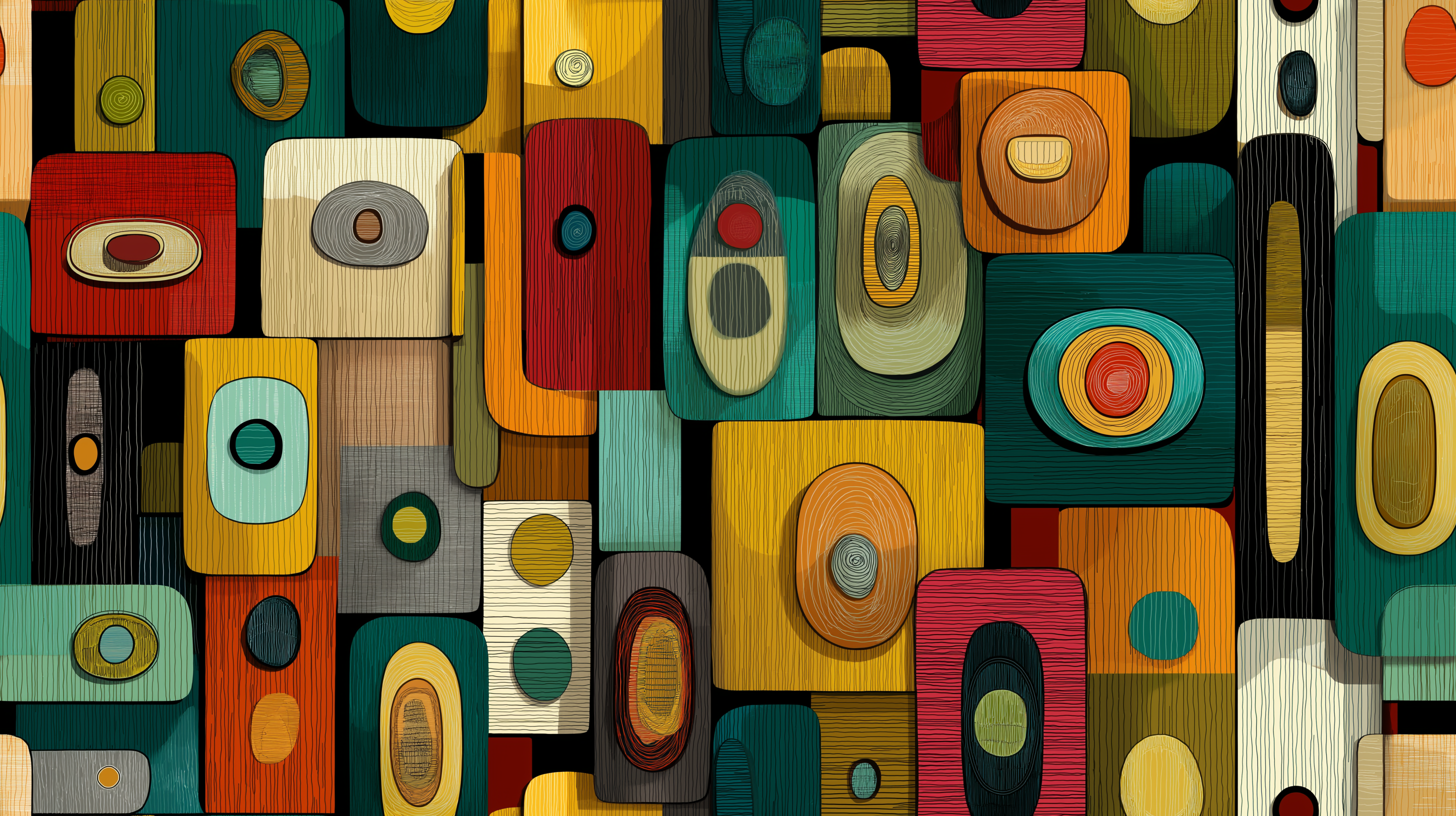 Mid-Century Textured Geometry Wall Mural