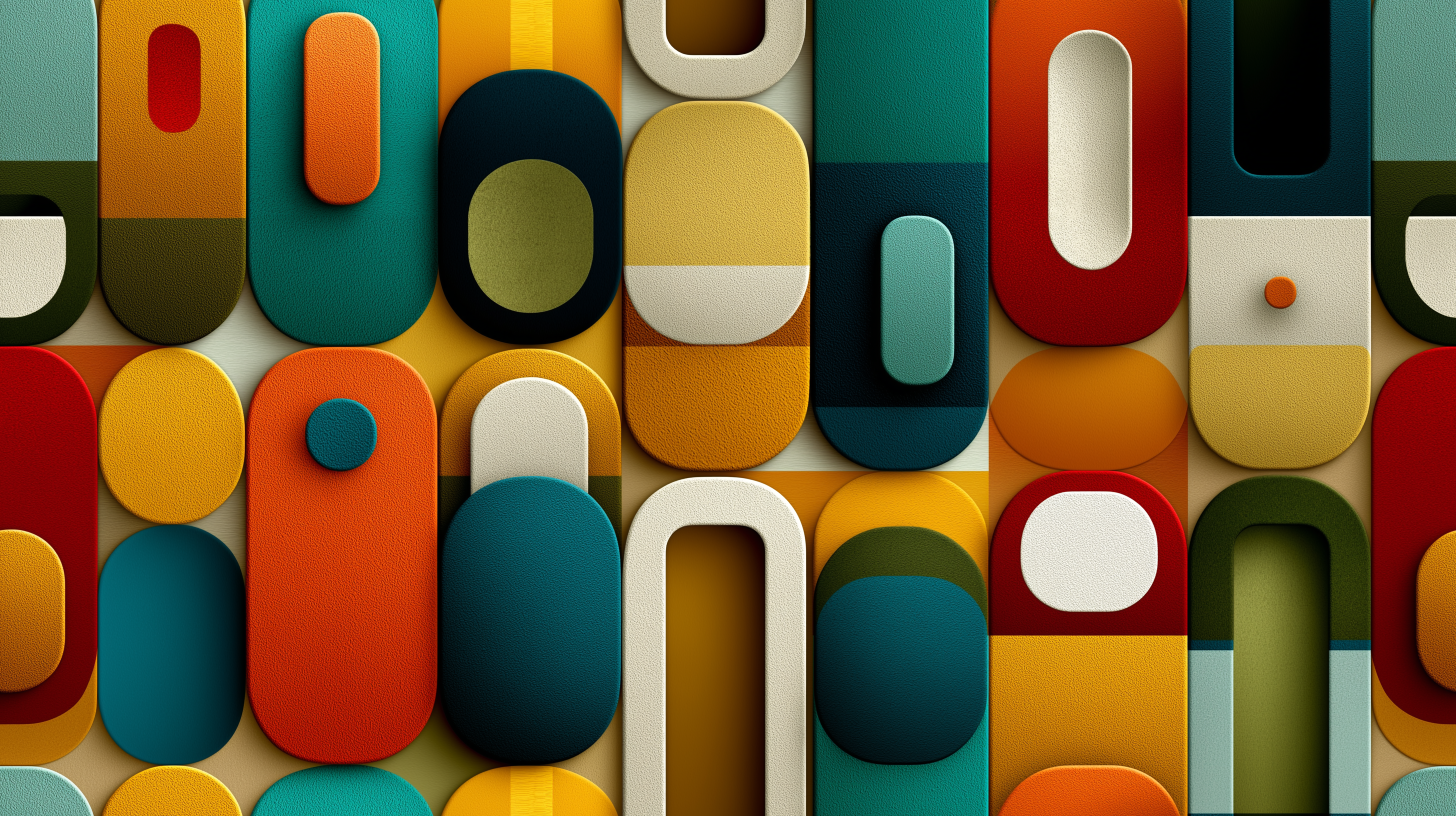 Mid-Century Rounded Geometry Wall Mural