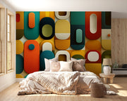 Volumetric Geometry: Abstract Art in Retro Colors with Soft Relief