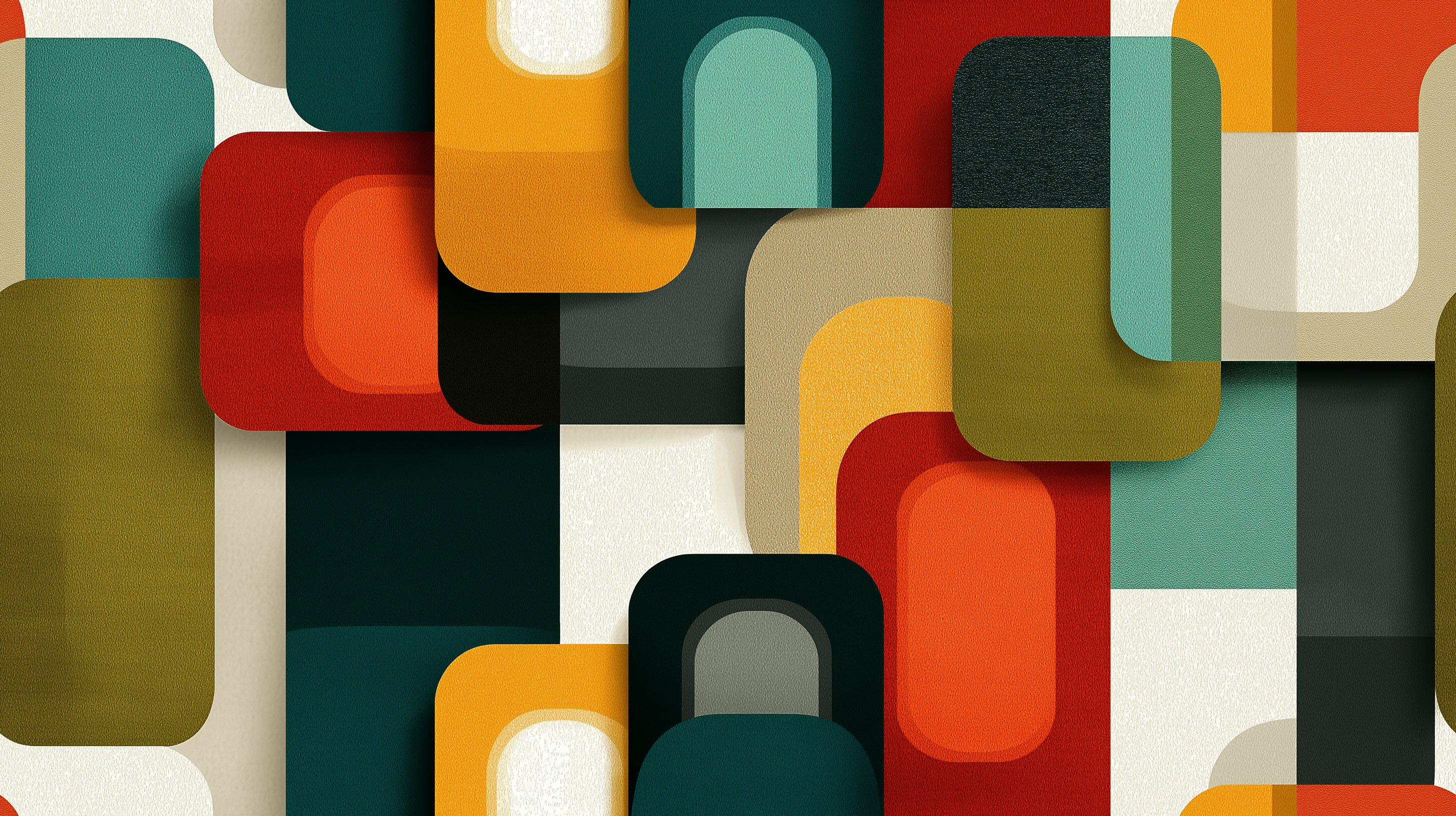 Mid-Century Modern Geometric Blocks Wall Mural