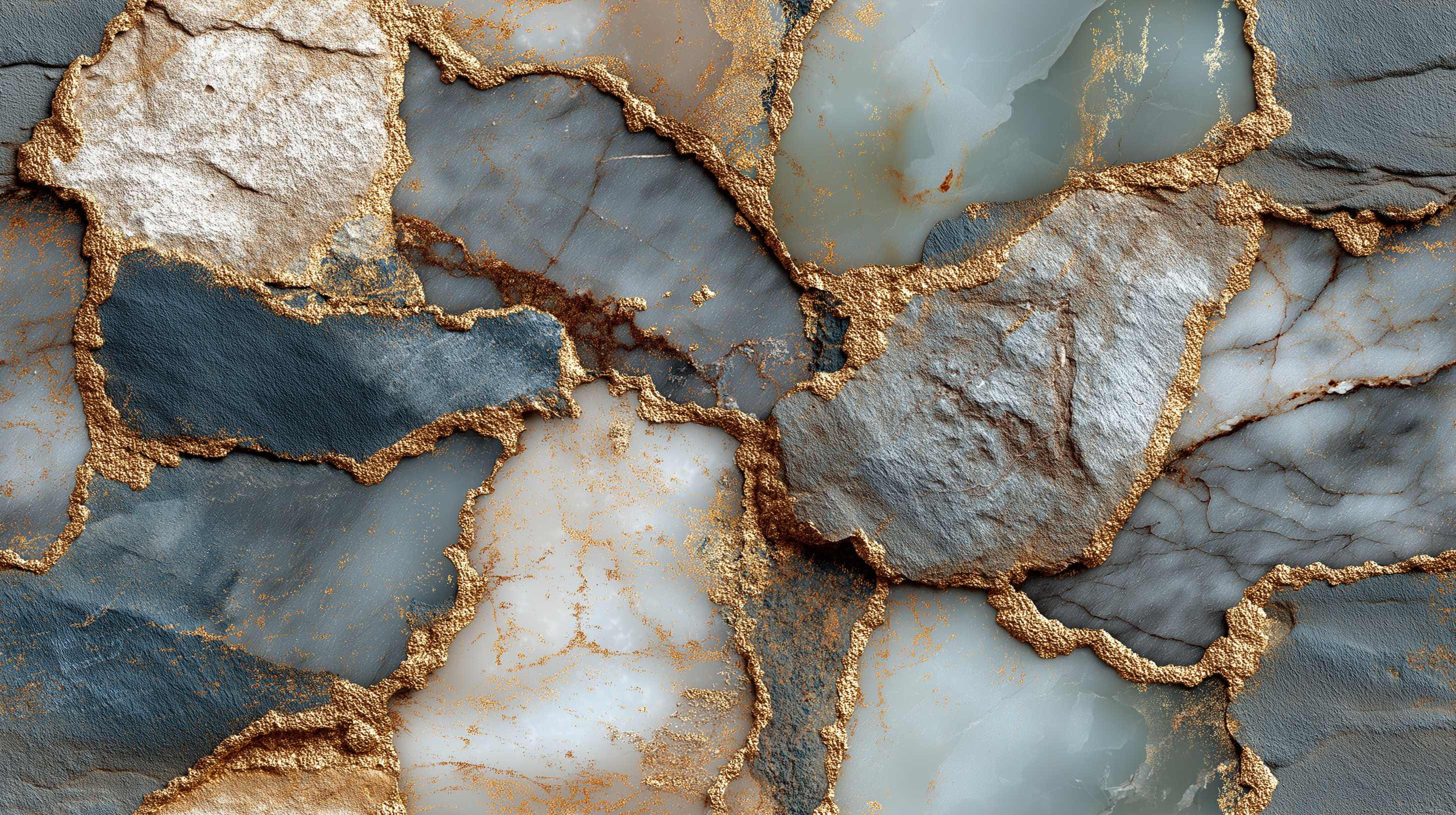 Fragments of Luxury: Natural Stone Texture with Metallic Gold Details
