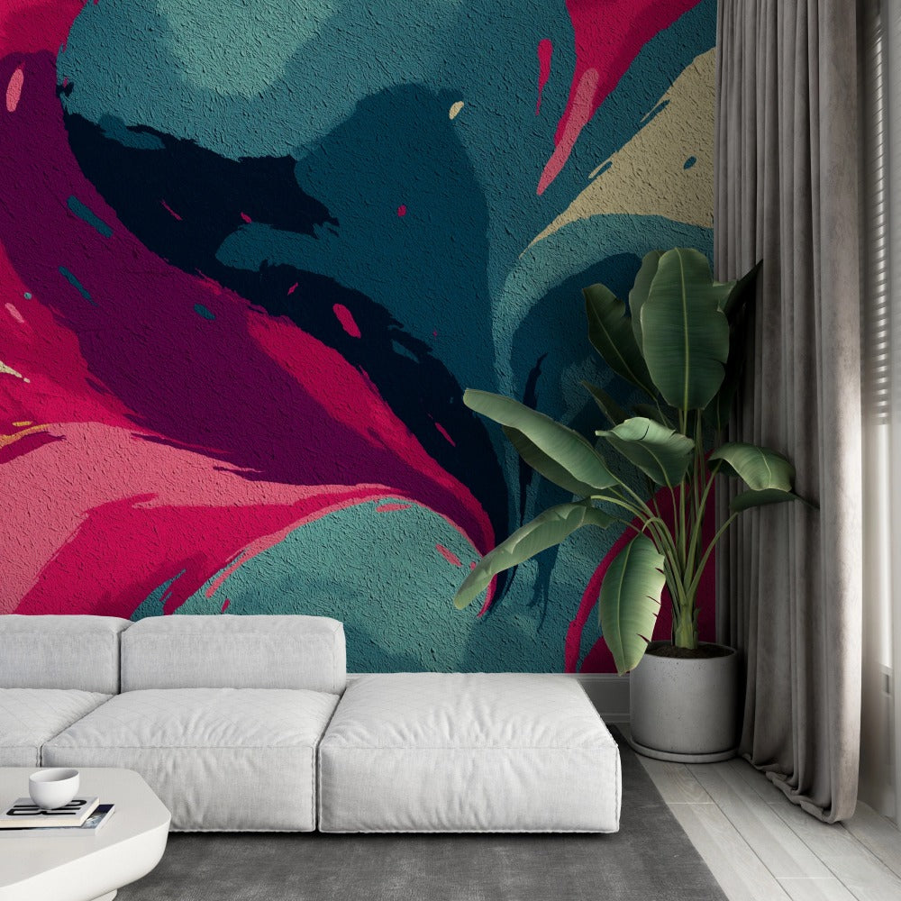 Creative Explosion: Textured Abstract Art with Vibrant Colors and Dynamic Flow