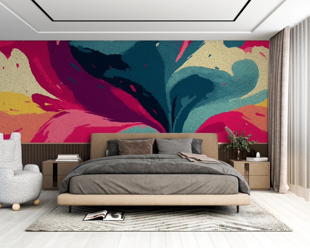 Creative Explosion: Textured Abstract Art with Vibrant Colors and Dynamic Flow