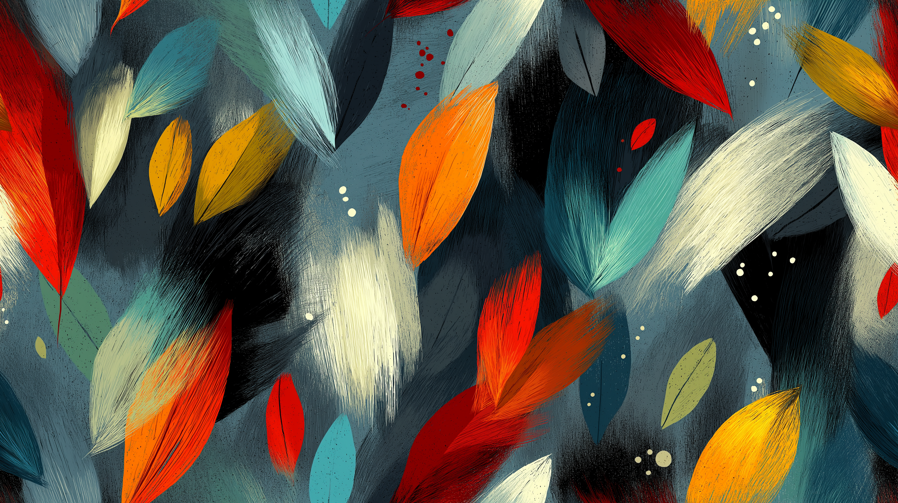 Midnight Ember Abstract Botanical Wall Mural