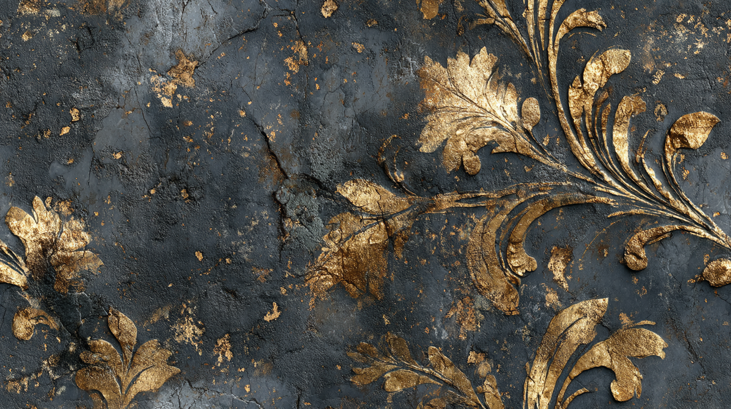 Gilded Baroque Stone Wall Mural | Luxury Gold Peel and Stick Wallpaper ...