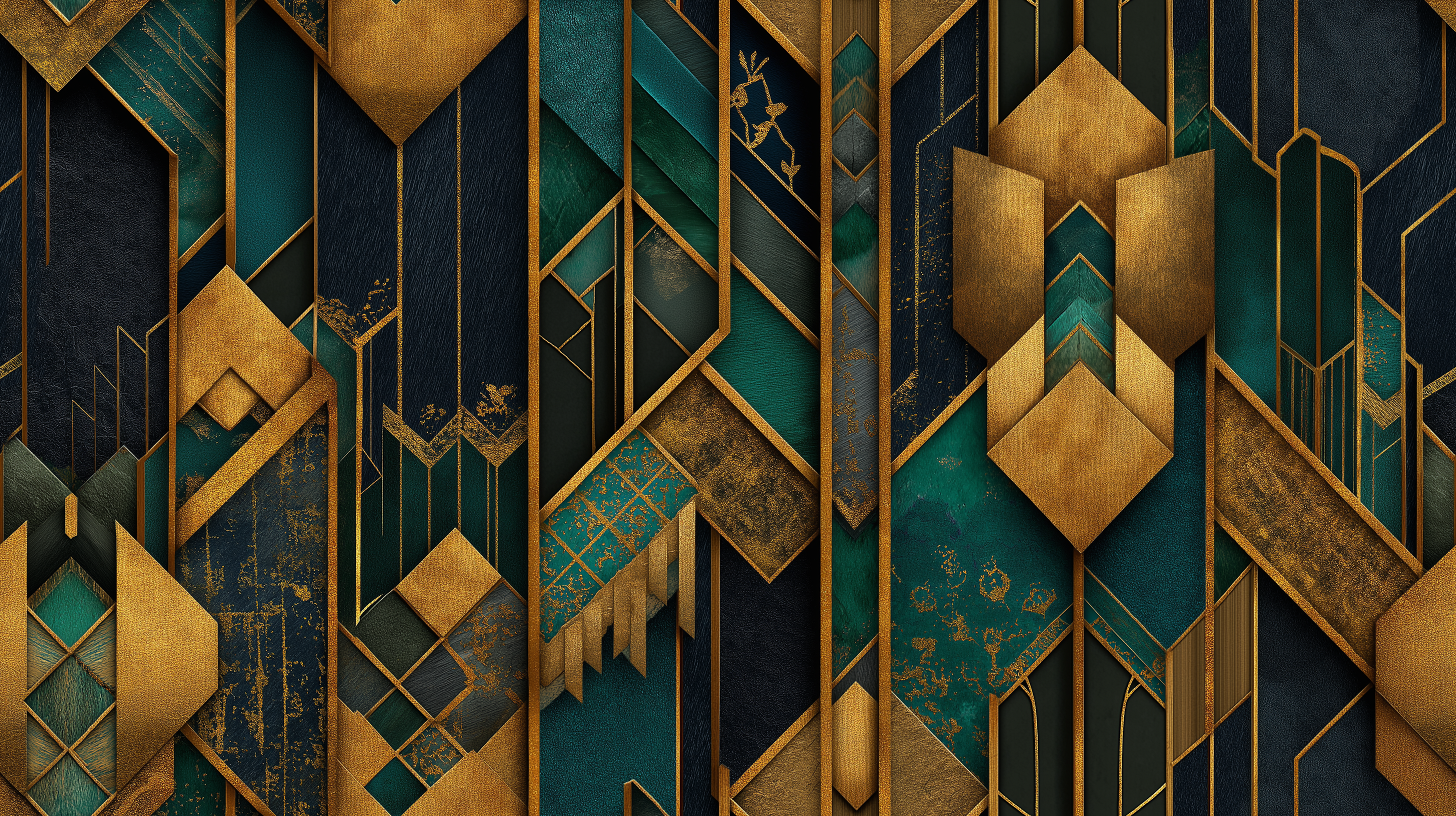 Emerald Gilded Art Deco Wall Mural