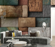 Earth Textures: Decorative Surface with Clay, Stone, and Gold Blocks