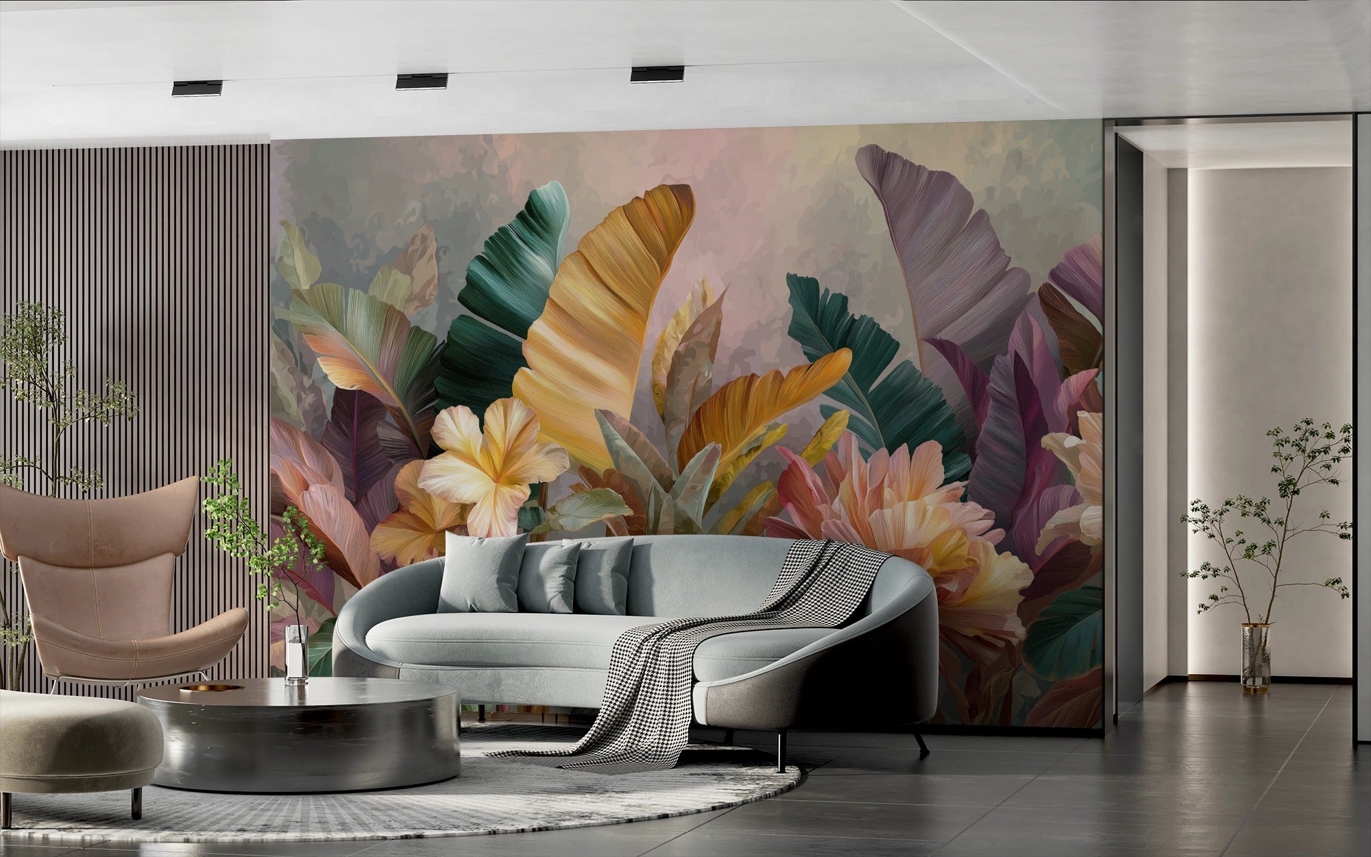 Warm Pastel Tropical Harmony Wall Mural