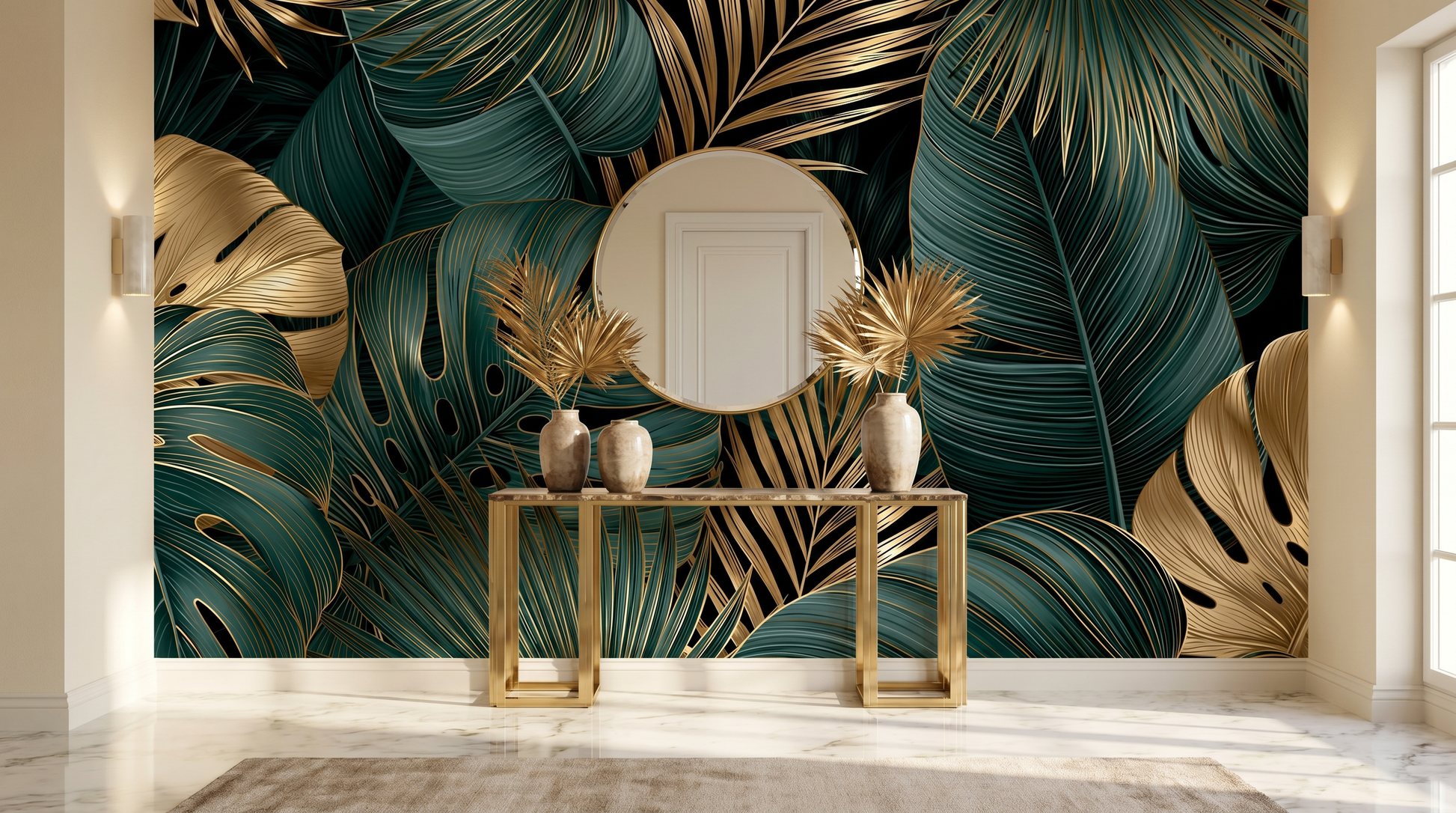 Gilded Emerald Tropics Wall Mural – wall mural, view 3