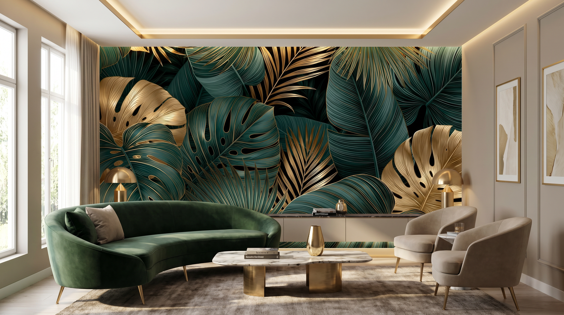 Gilded Emerald Tropics Wall Mural – wall mural, view 4