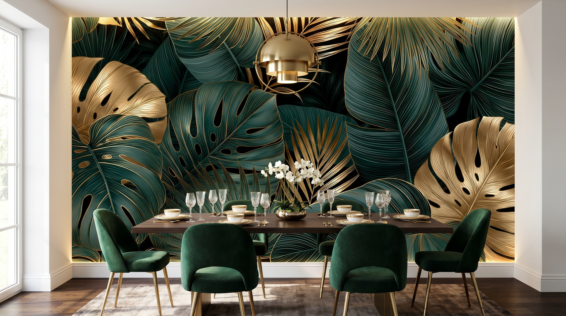Gilded Emerald Tropics Wall Mural – wall mural, view 5