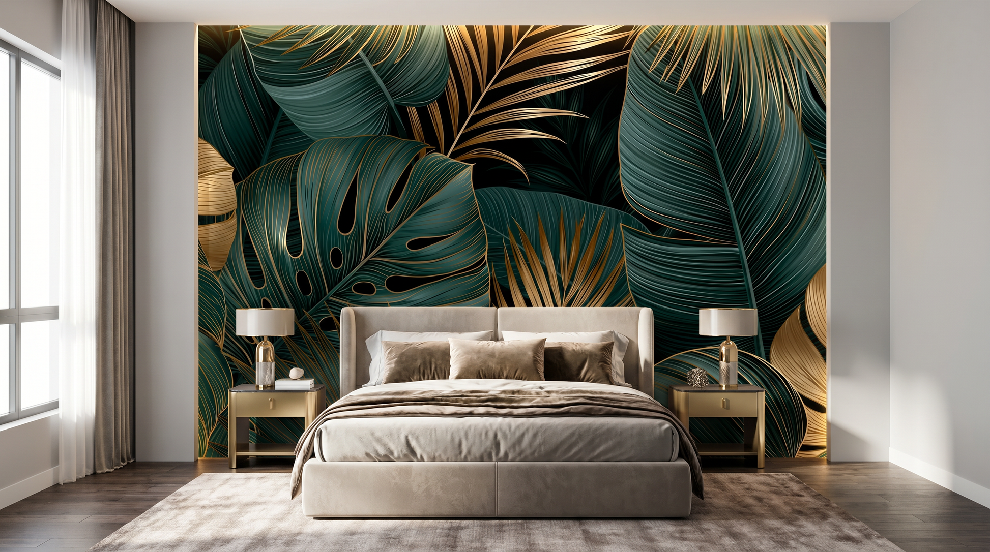 Gilded Emerald Tropics Wall Mural – wall mural, view 6