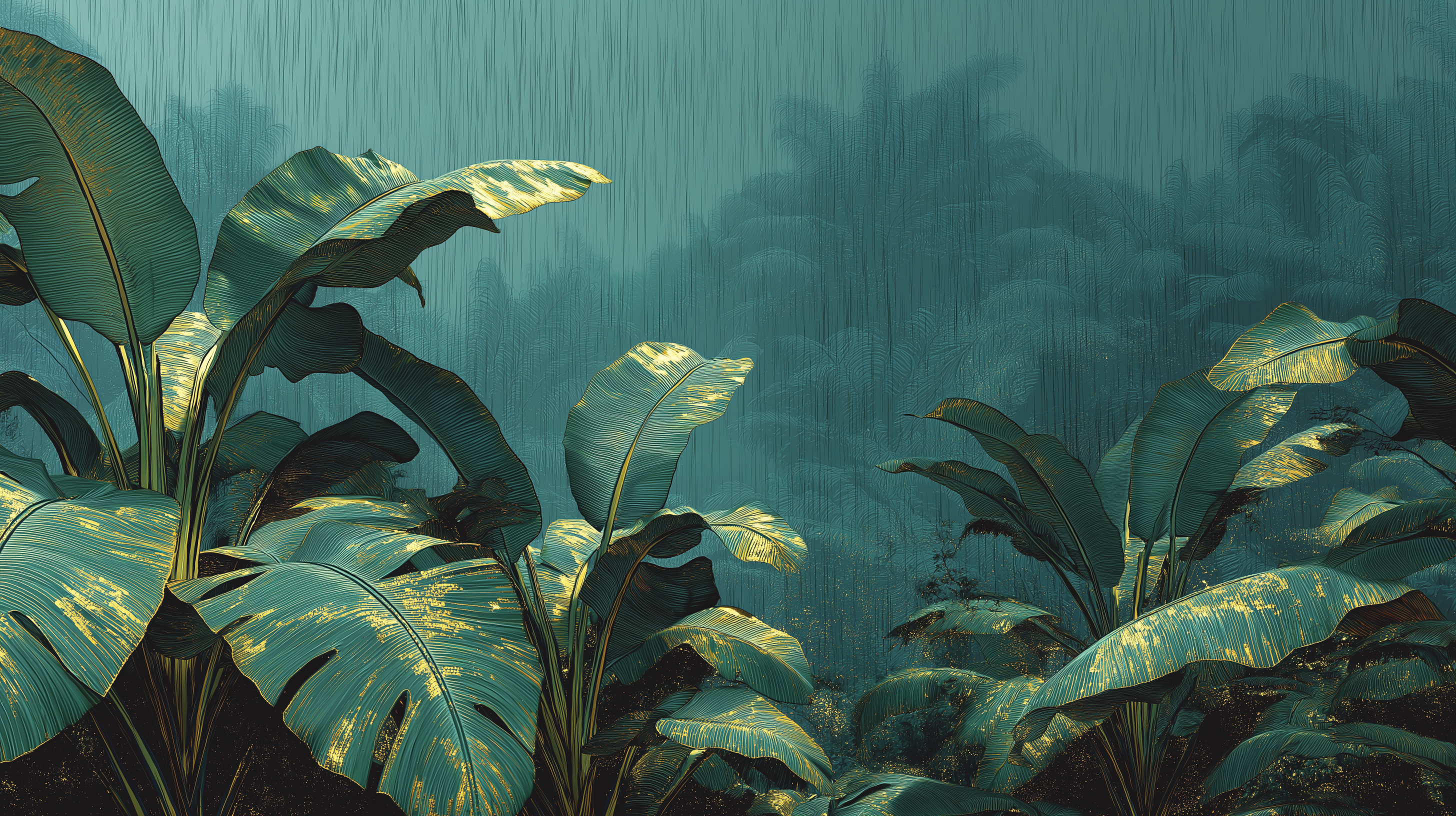 Gilded Palm Serenity Wall Mural