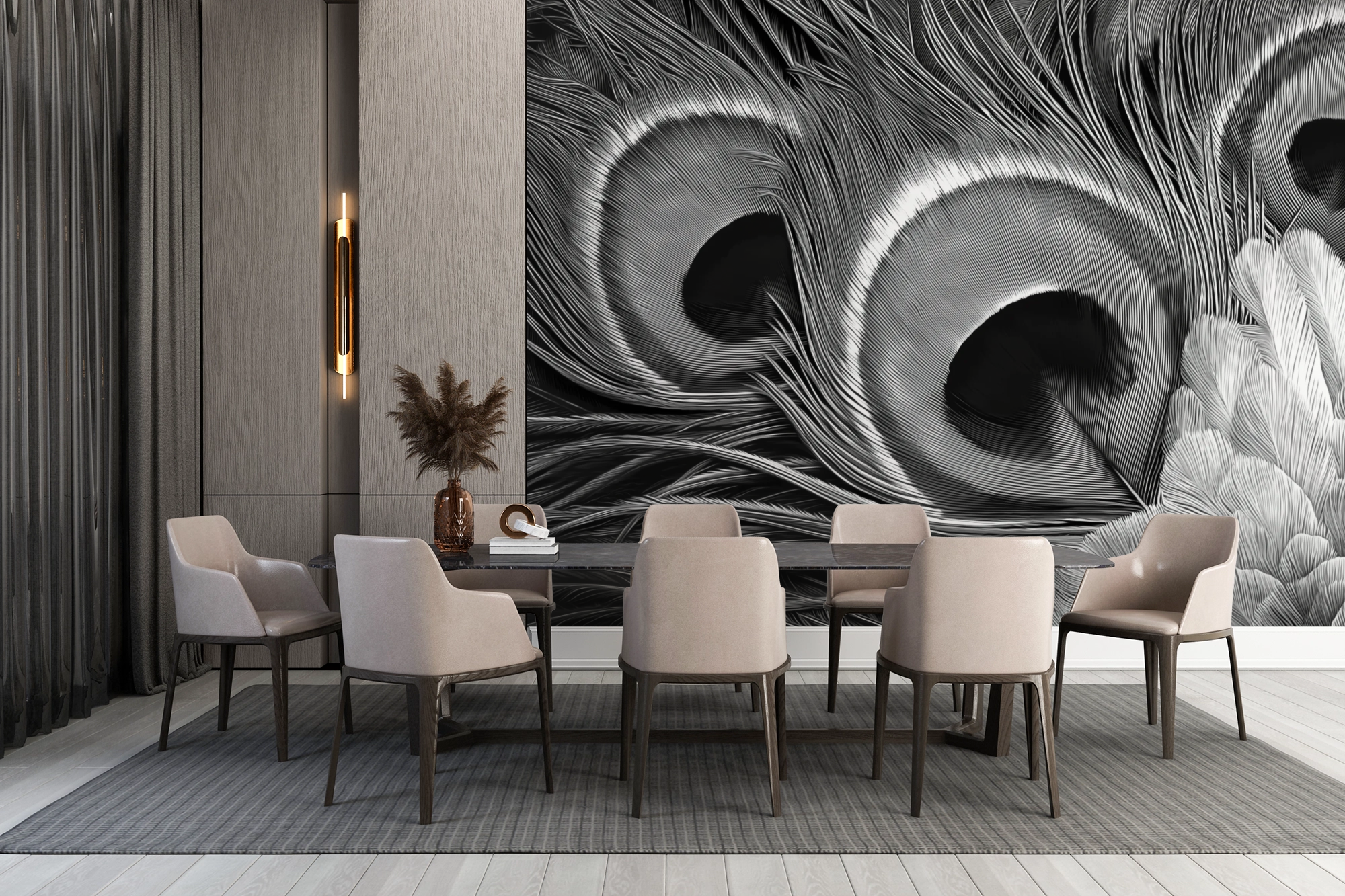 Obsidian Plume Wall Mural