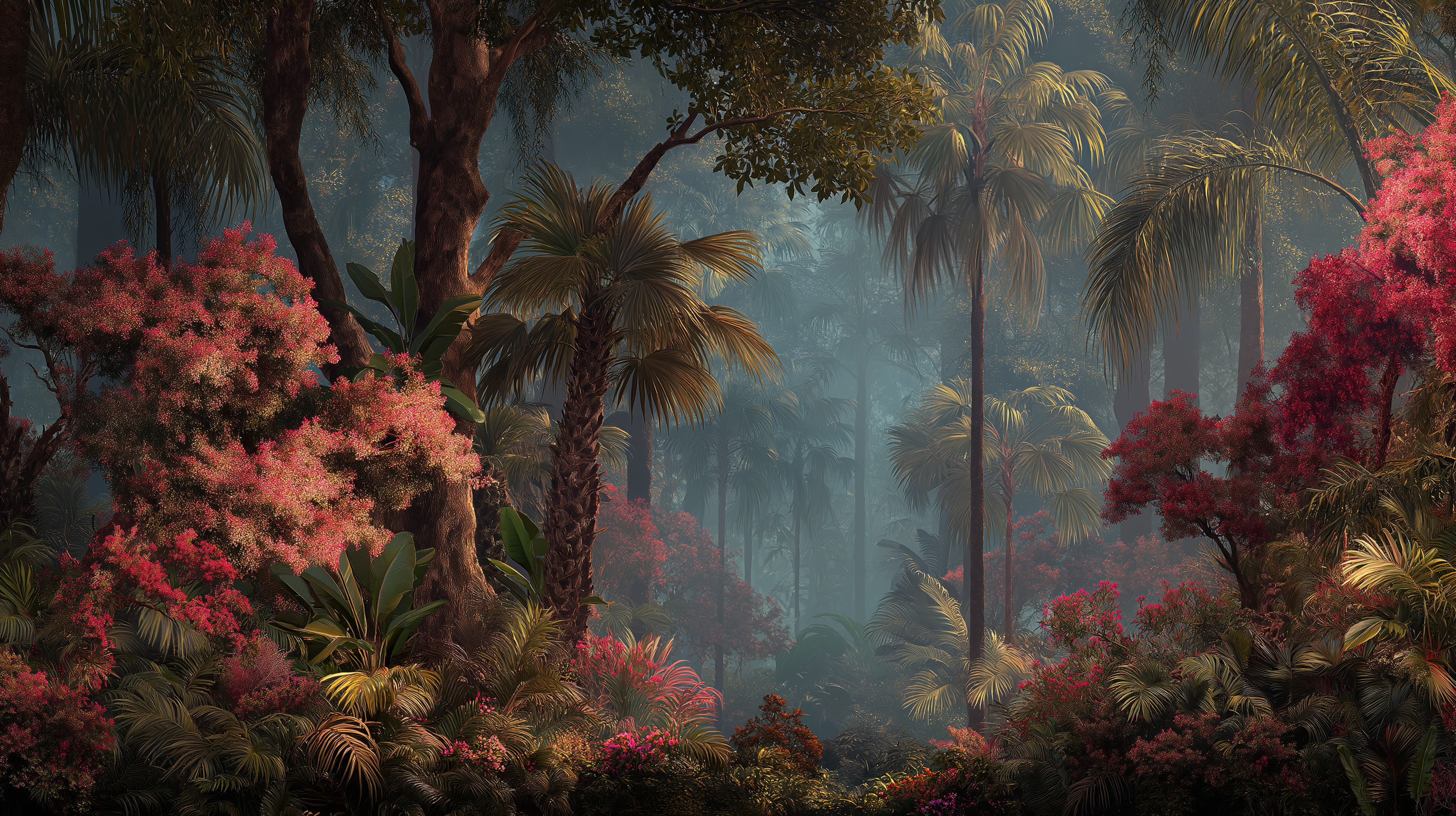 Crimson Canopy Tropical Forest Wall Mural