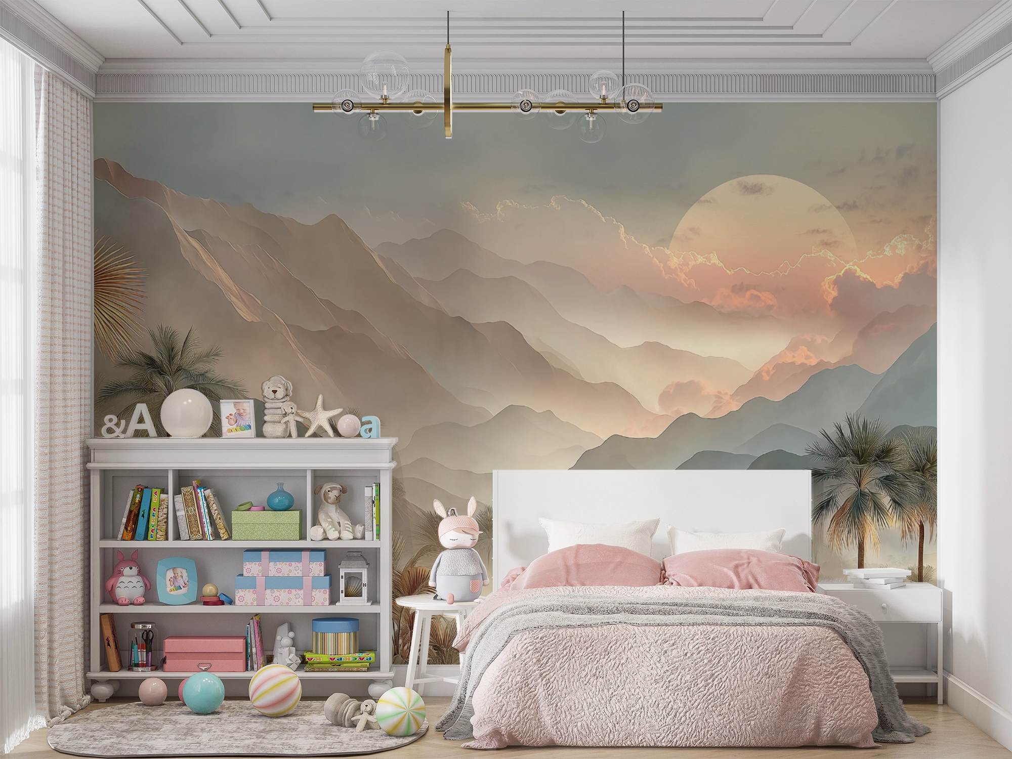 Desert Palm Sunrise Landscape Wall Mural