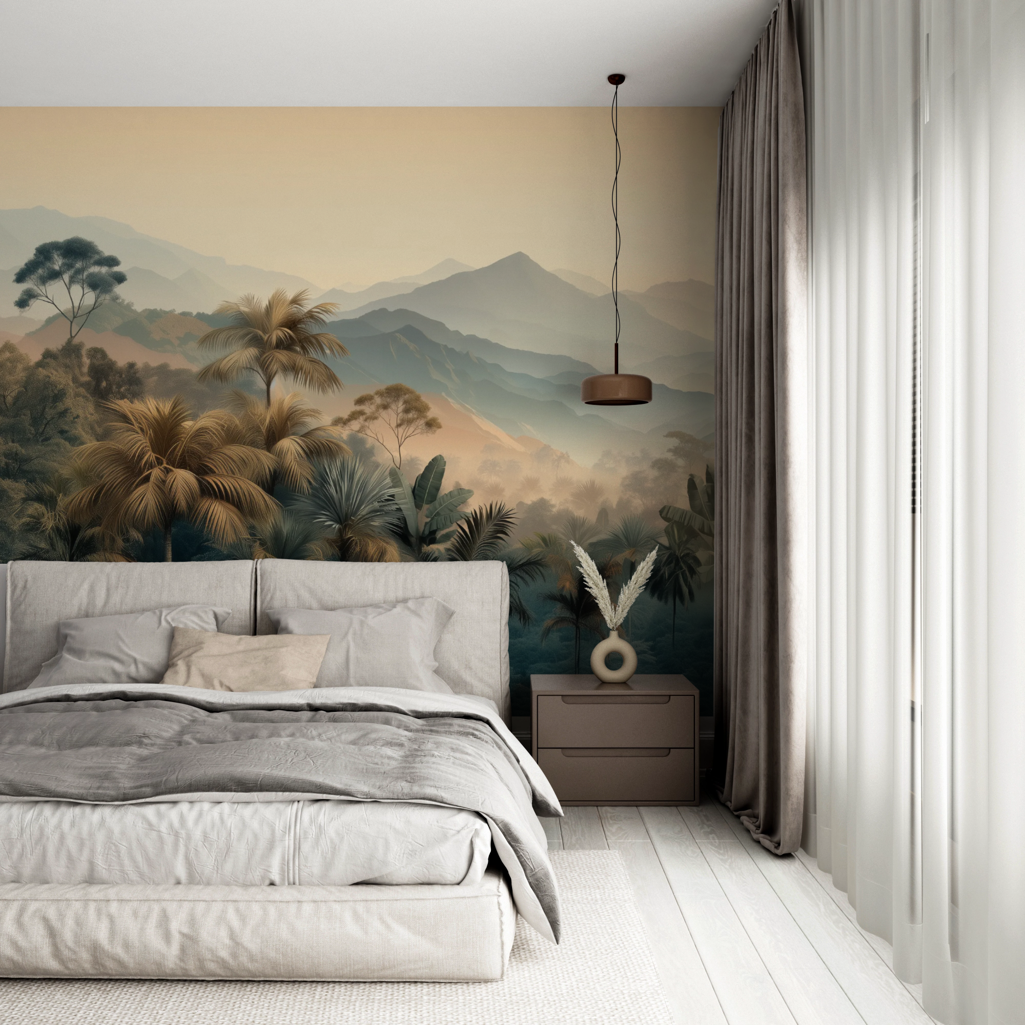 Golden Palm Valley Mountain Wall Mural