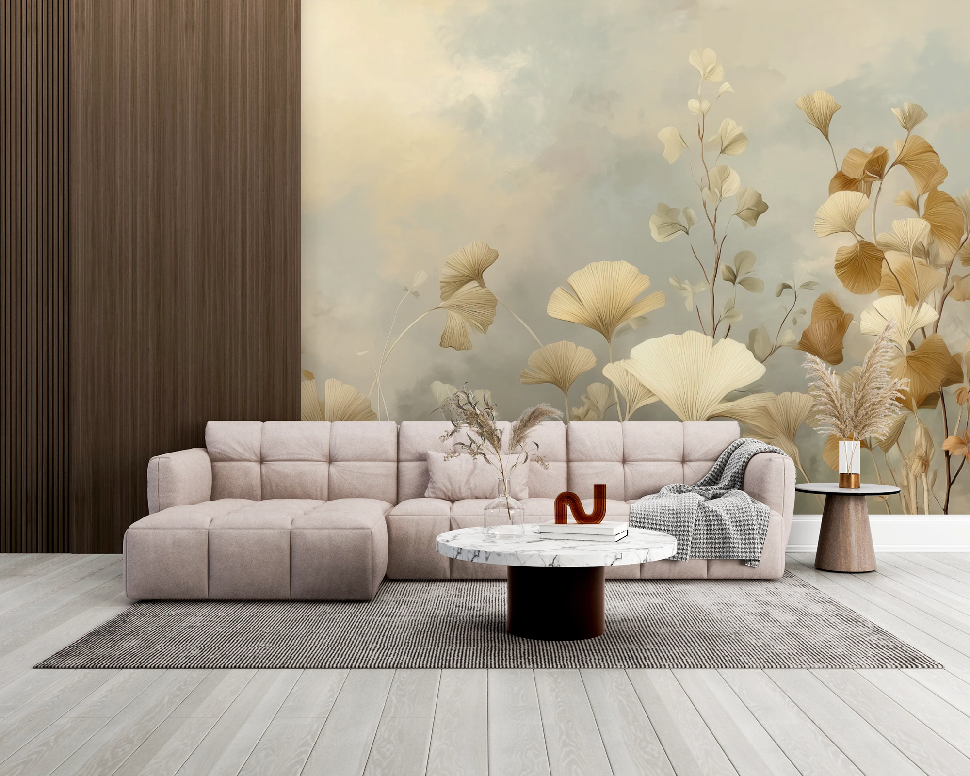 Soft Ginkgo Botanical Neutral Wall Mural