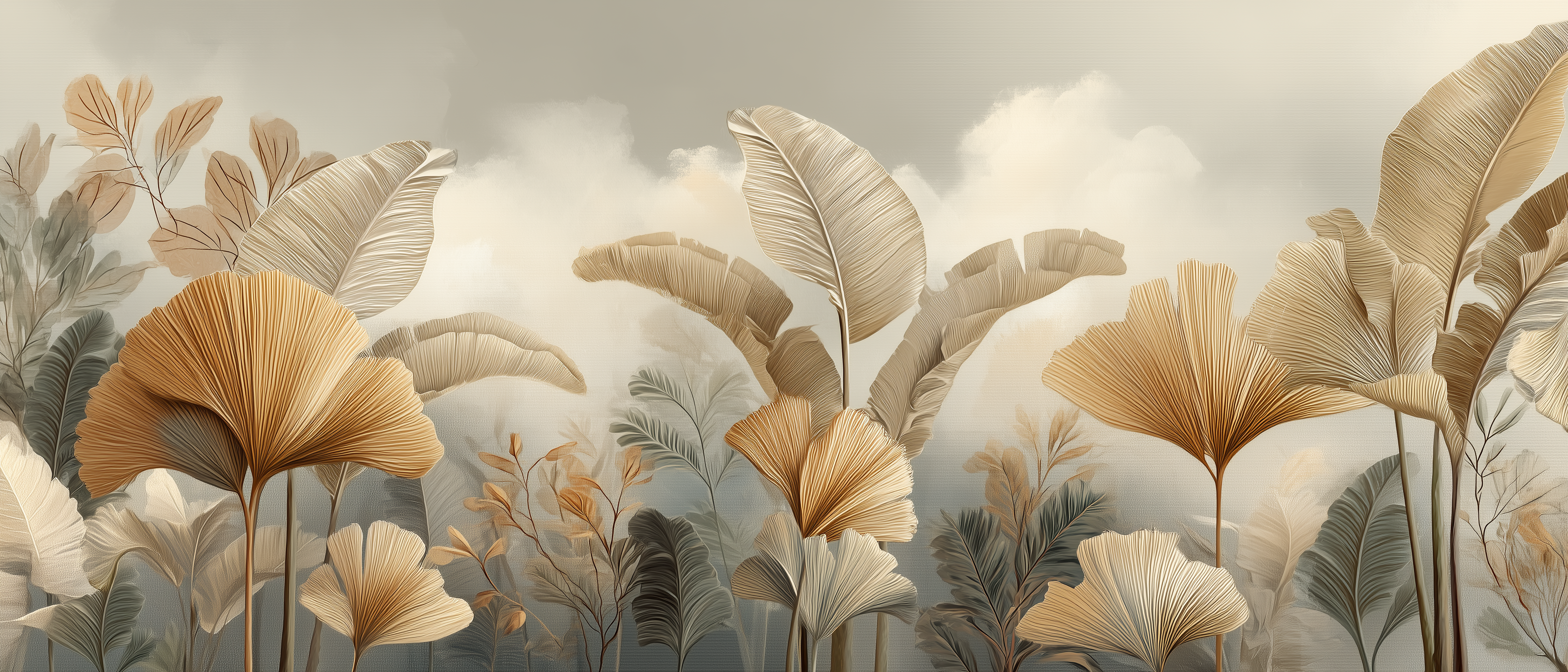 Golden Ginkgo Serenity Botanical Wall Mural