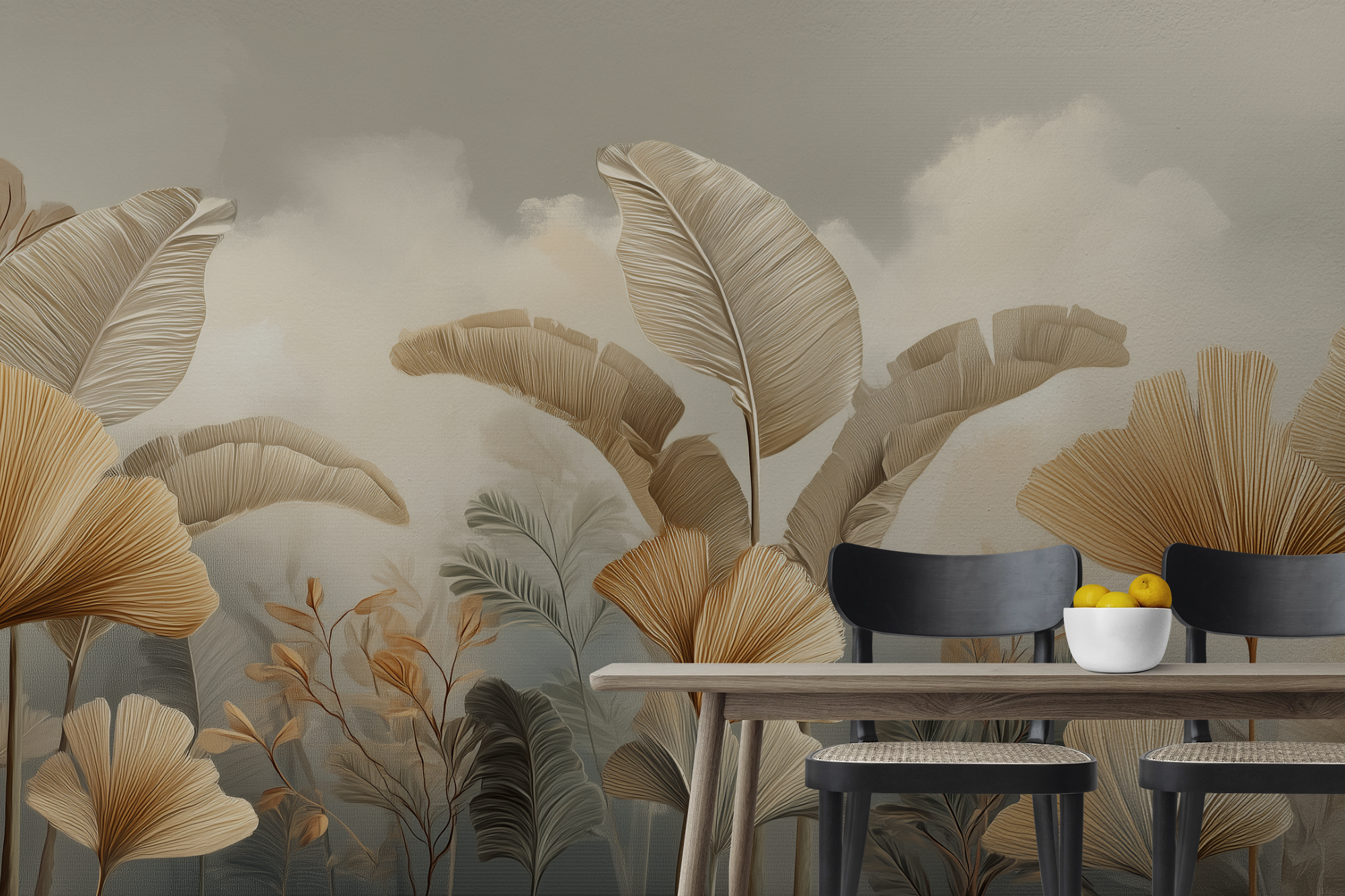 Golden Ginkgo Serenity Botanical Wall Mural