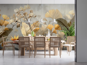 Golden Serenity Botanical Mural