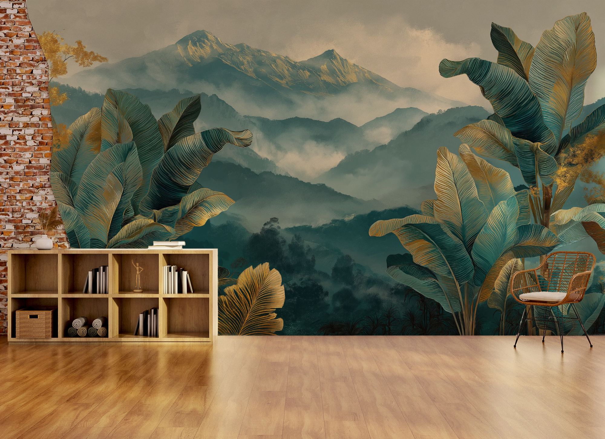 Emerald Highlands Botanical Mountain Wall Mural