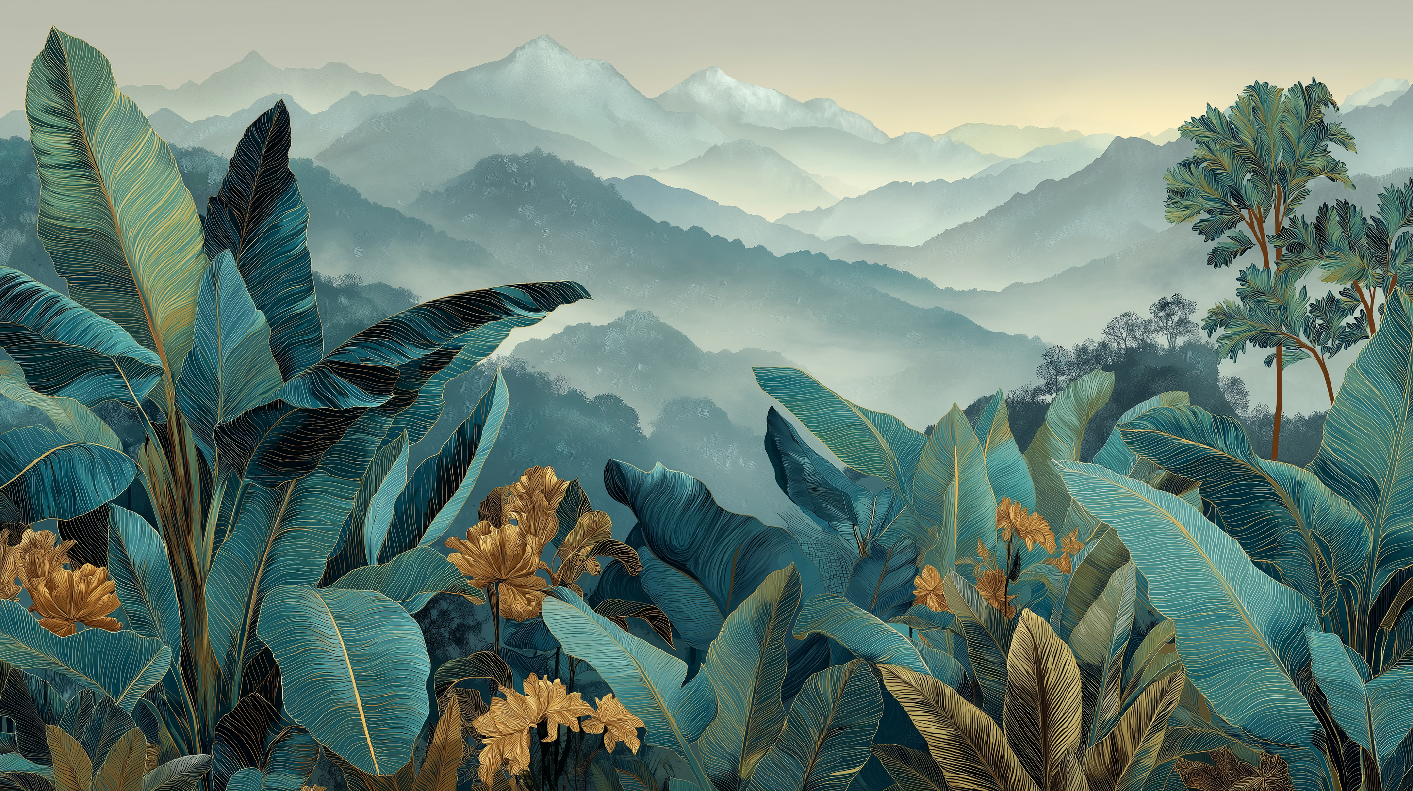 Emerald Ridge Botanical Wall Mural