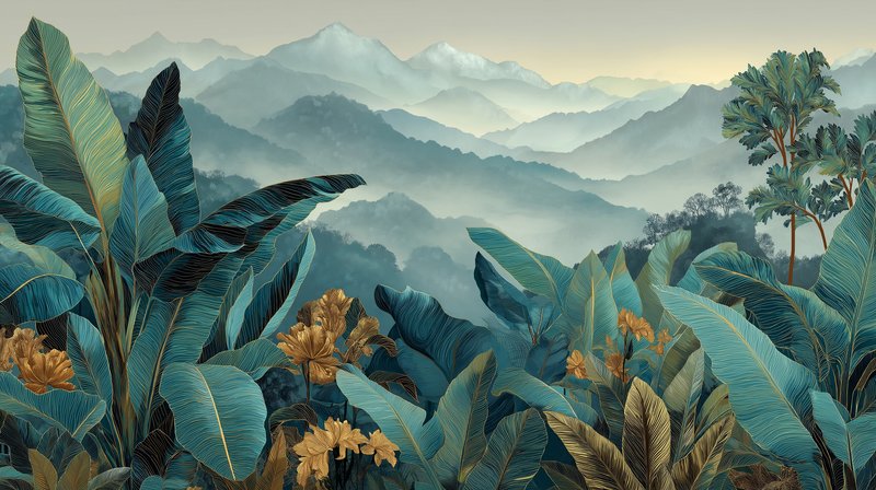 Emerald Ridge Botanical Wall Mural