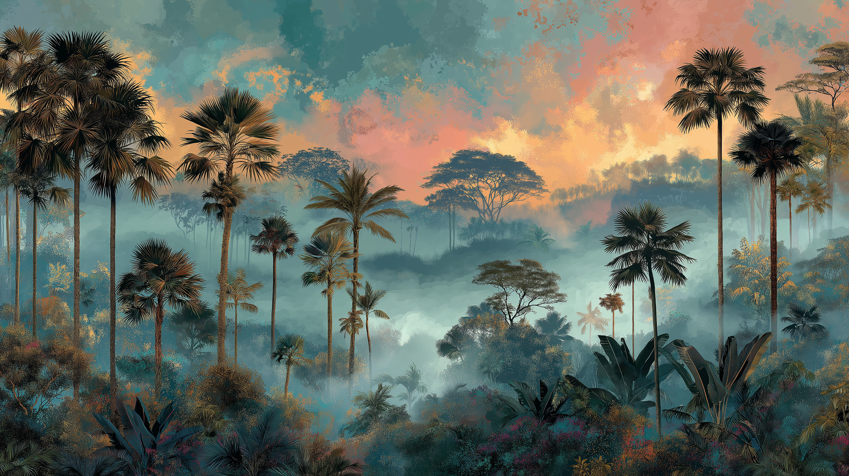 Tropical Canopy at Dusk Wall Mural