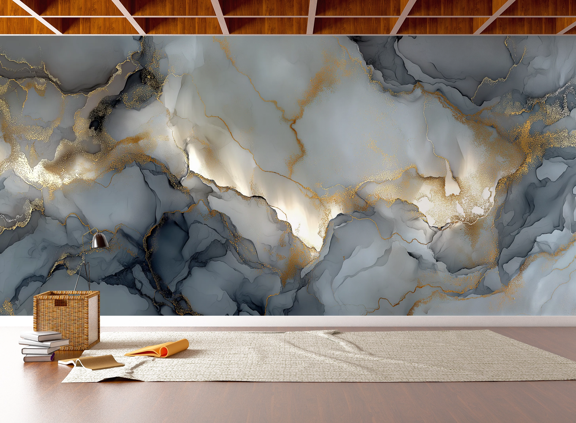 Smoky Marble Gold Vein Wall Mural