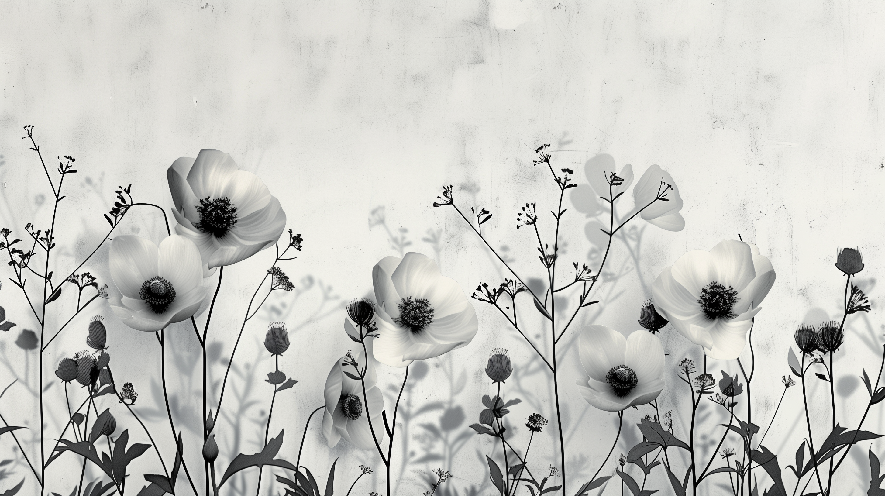 Ethereal Wildflower Sketch Wall Mural