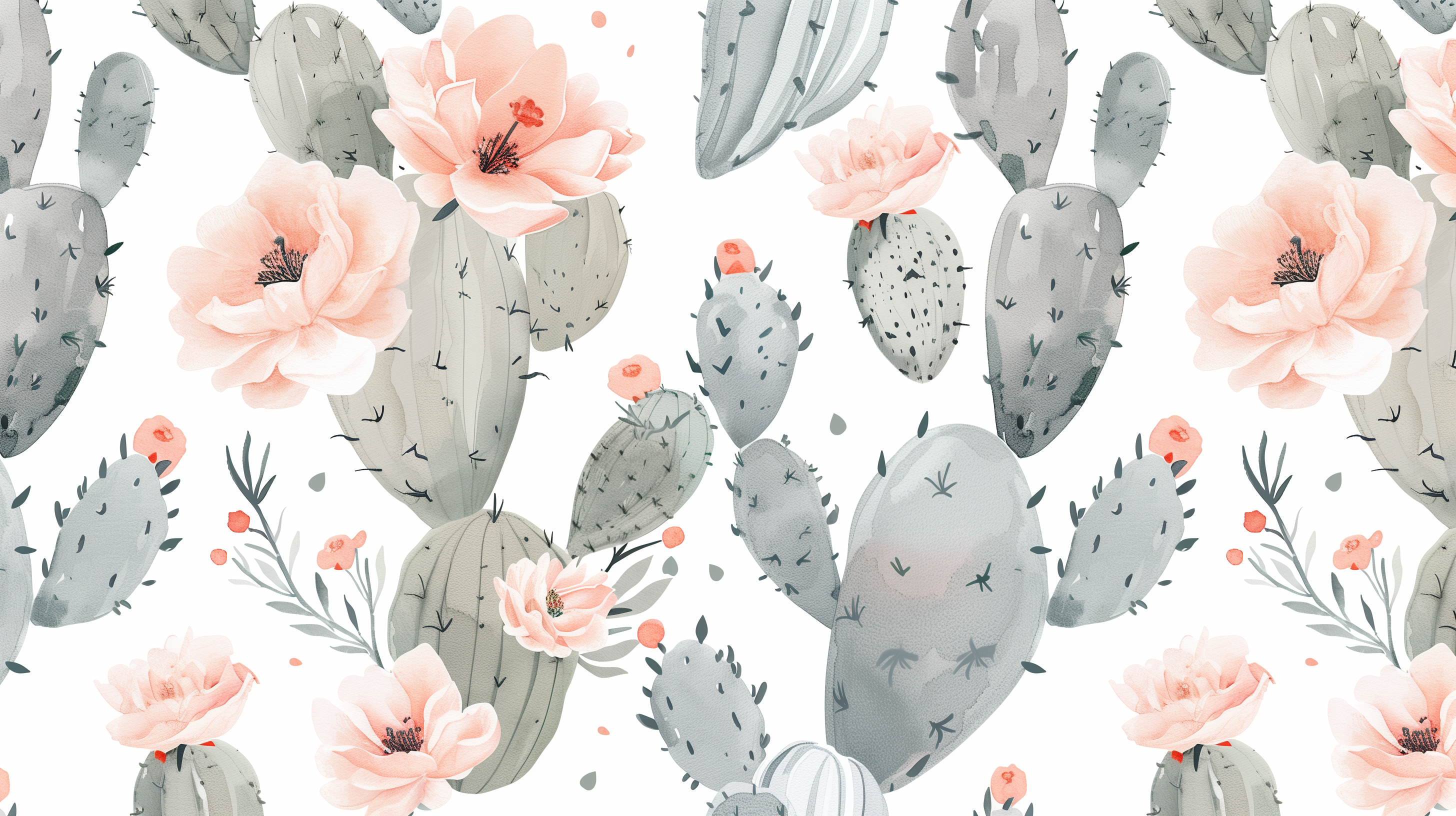 Watercolor Cactus Blossom Wall Mural