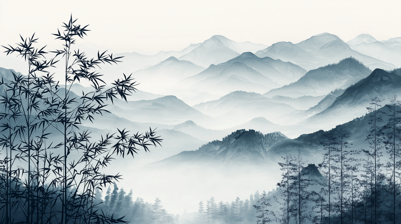 Misty Bamboo Mountain Wall Mural
