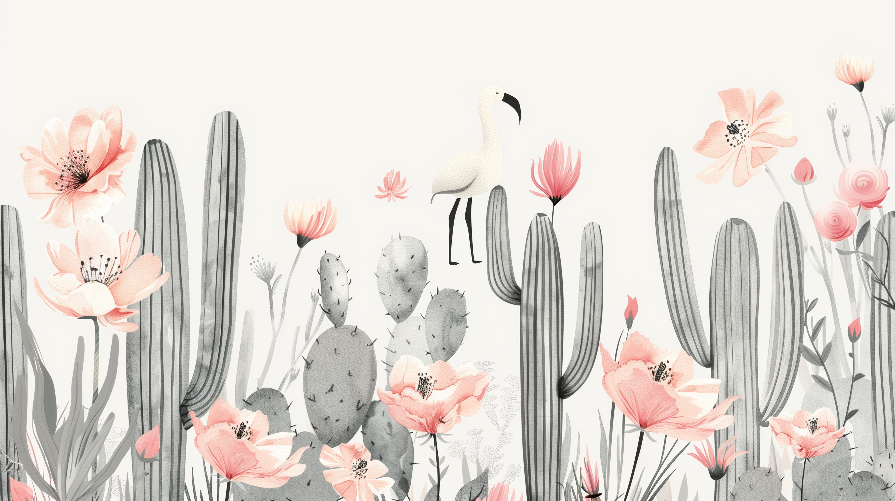 Watercolor Cactus Blossom Wall Mural