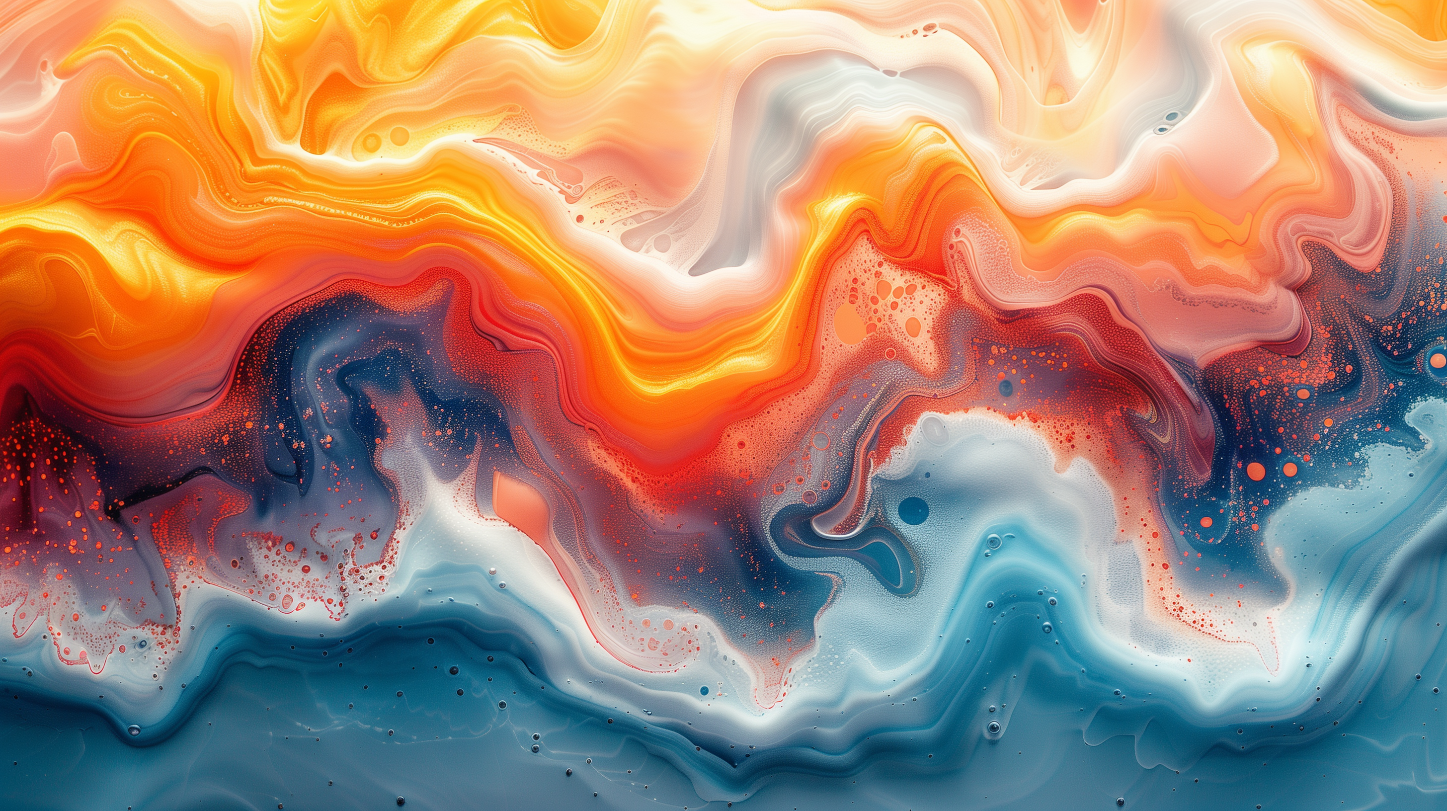 Molten Citrus Tide Abstract Wall Mural