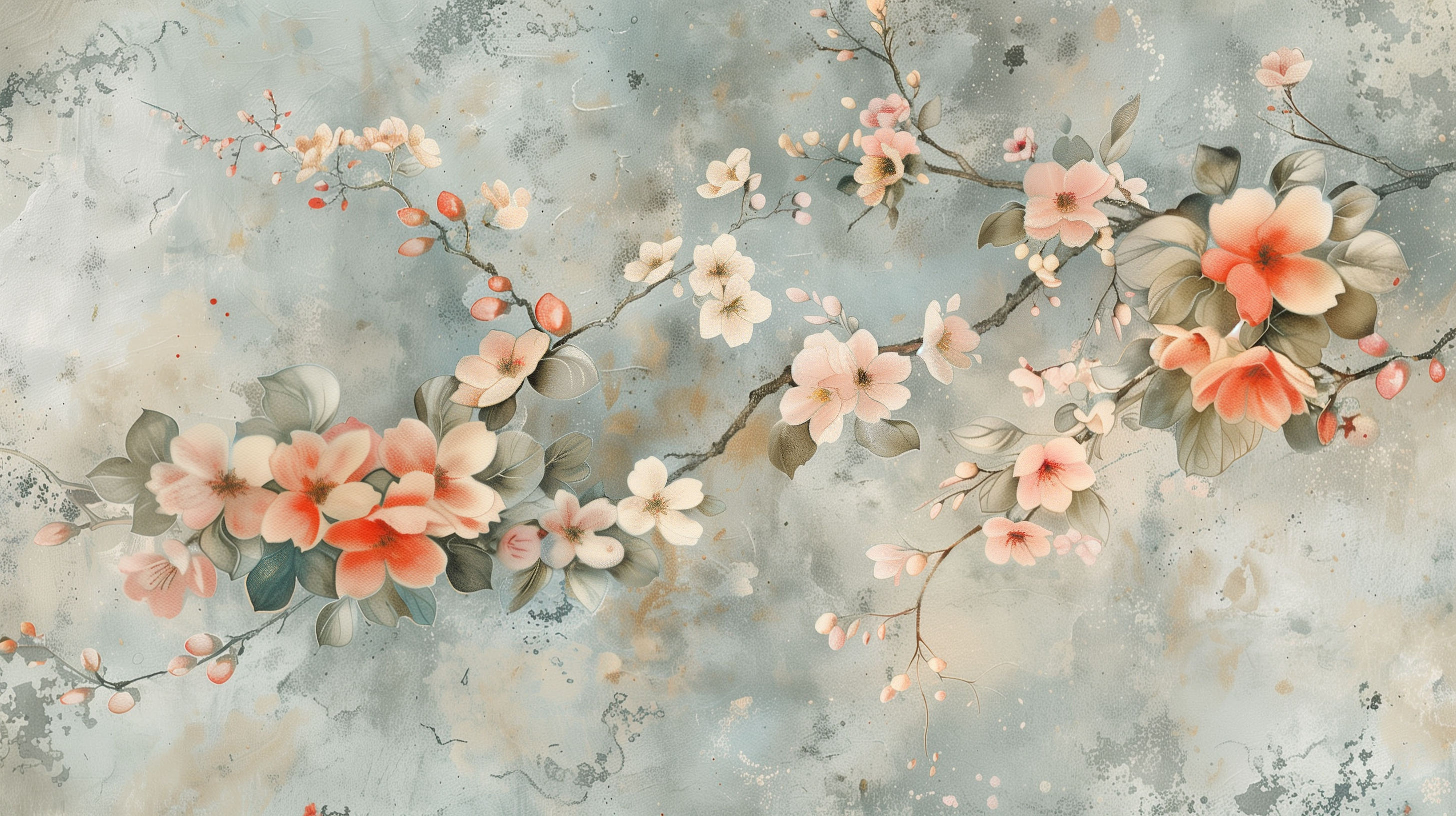 Soft Blossom Patina Wall Mural