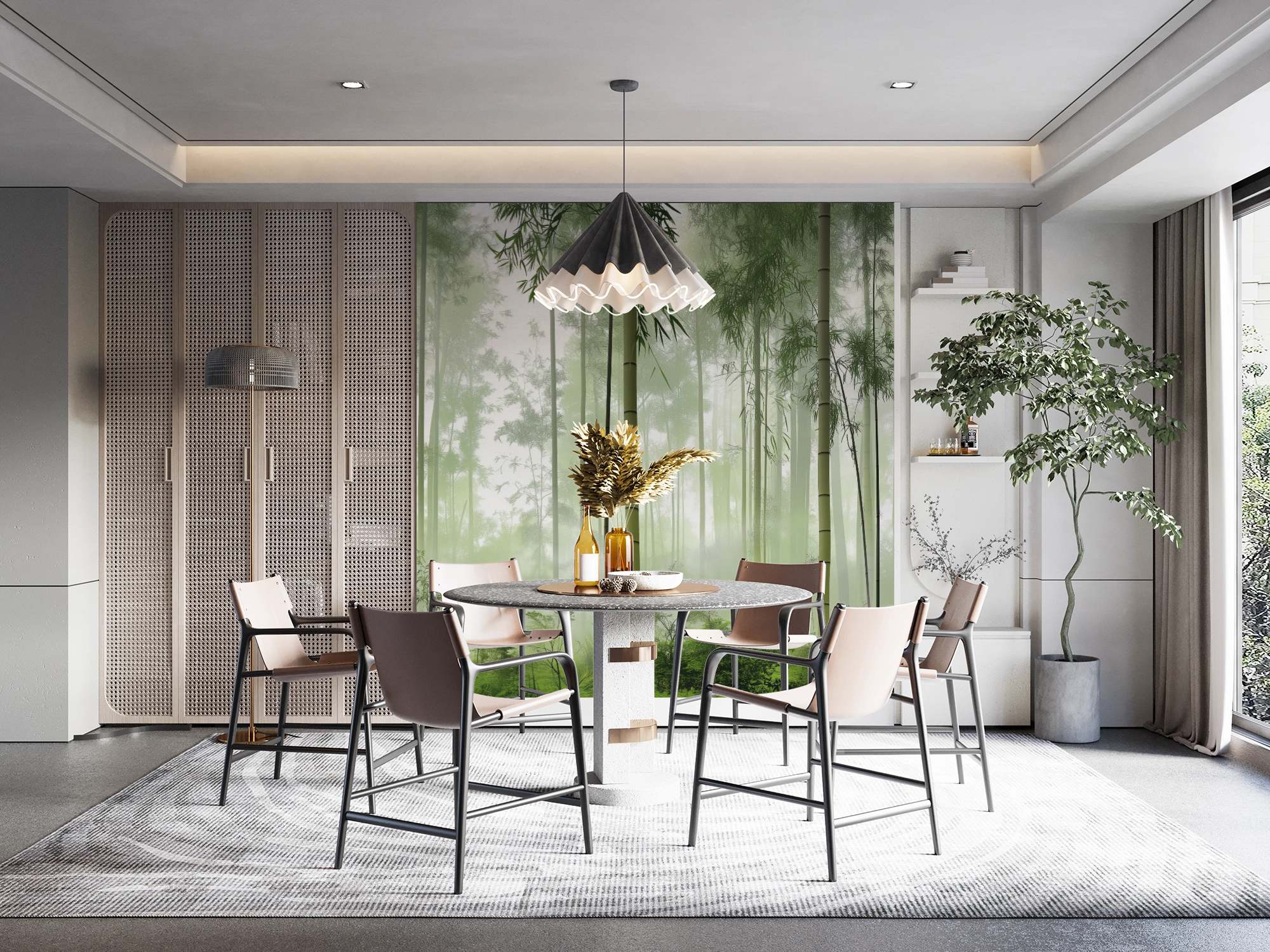 Misty Bamboo Grove Wall Mural