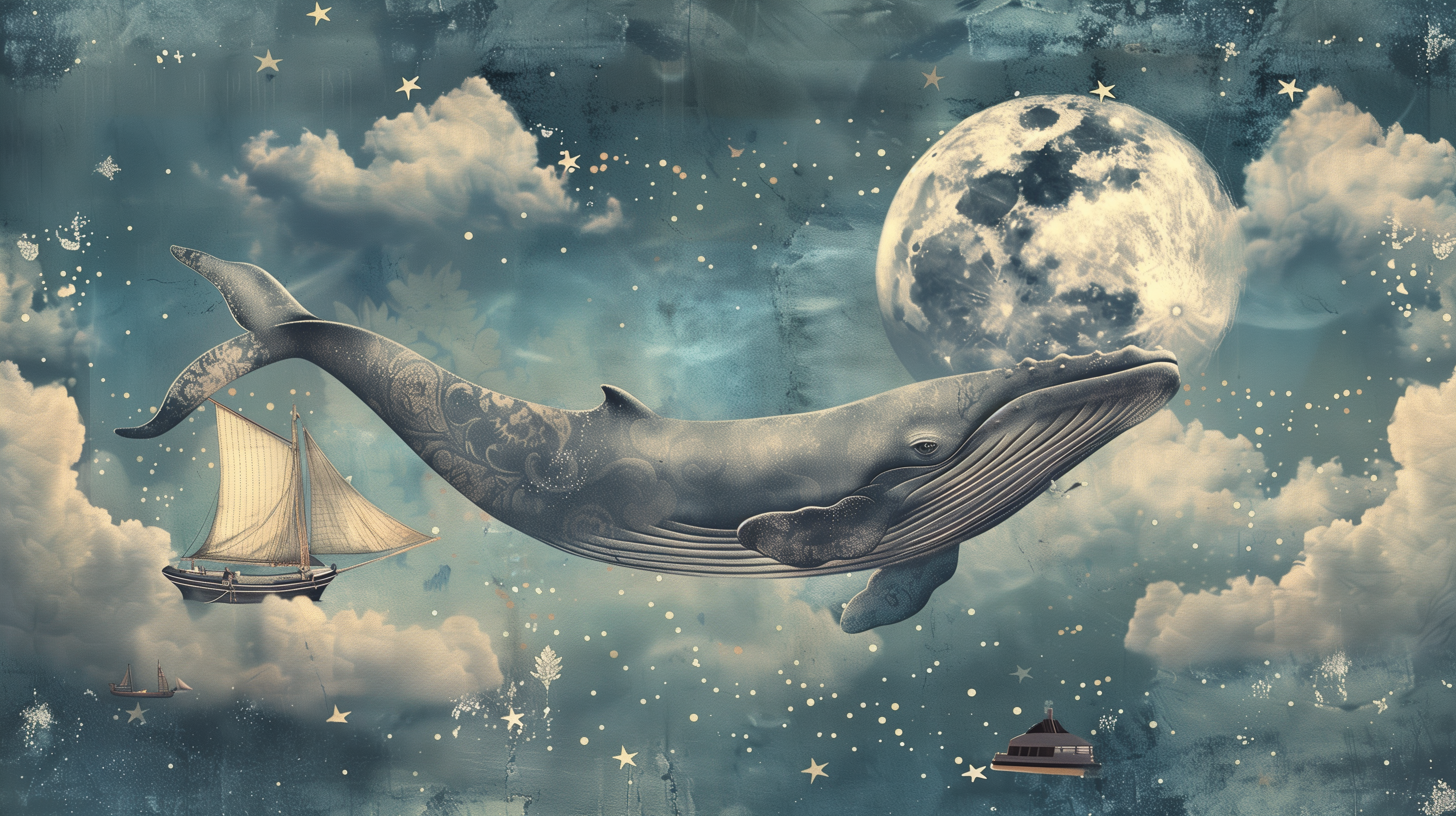 Celestial Whale Drift Mural