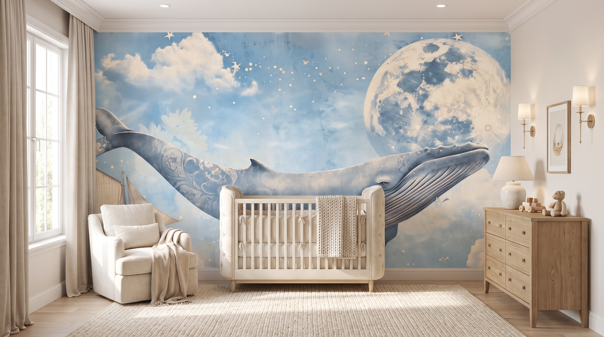 Celestial Whale Drift Mural