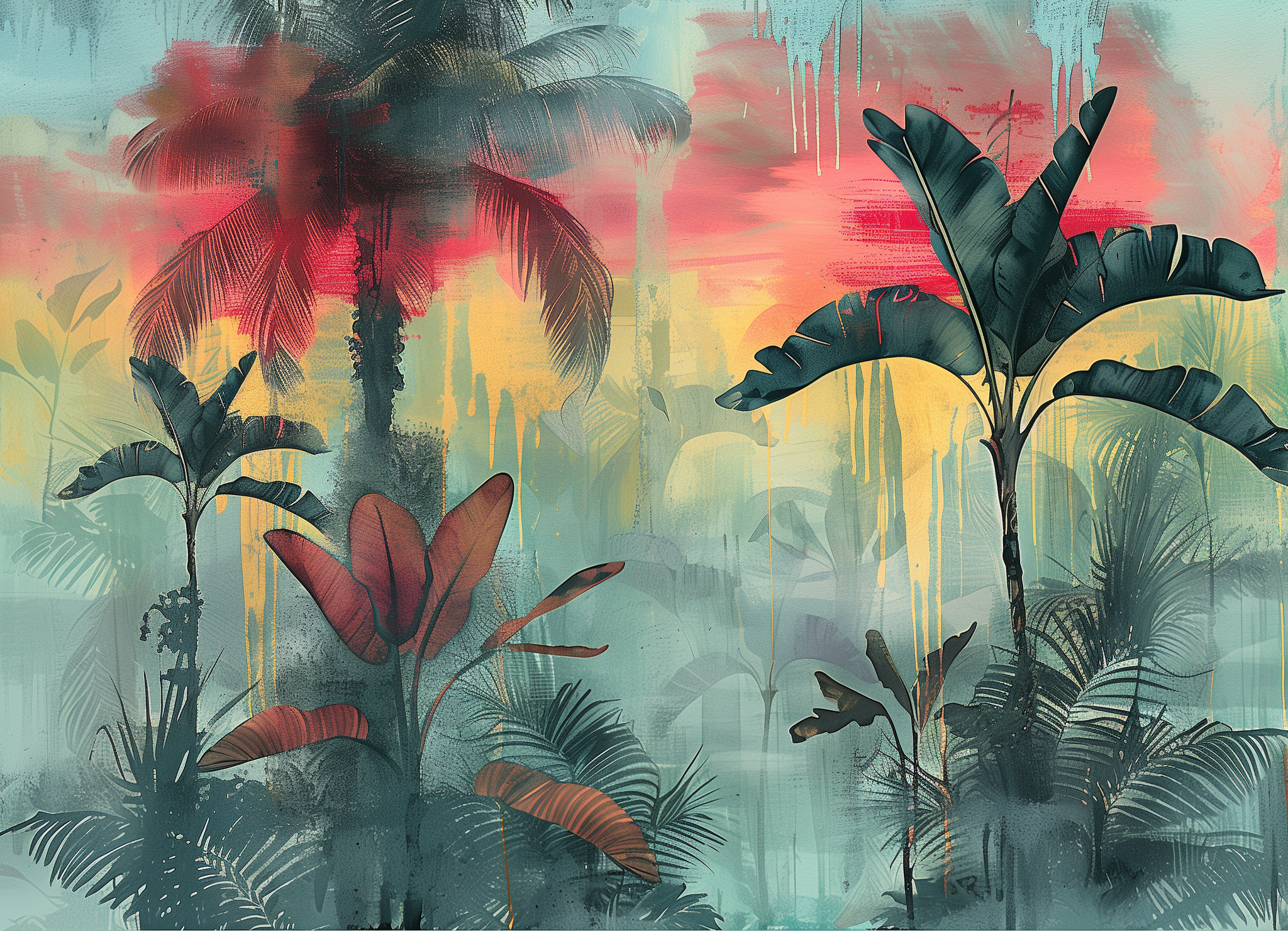 Tropical Dusk Layers Mural