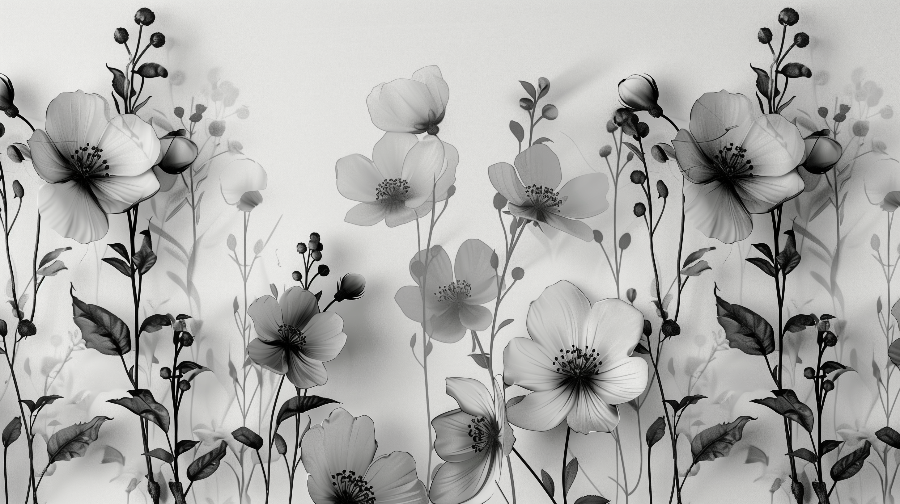 Shadow Petal Silhouette Wall Mural