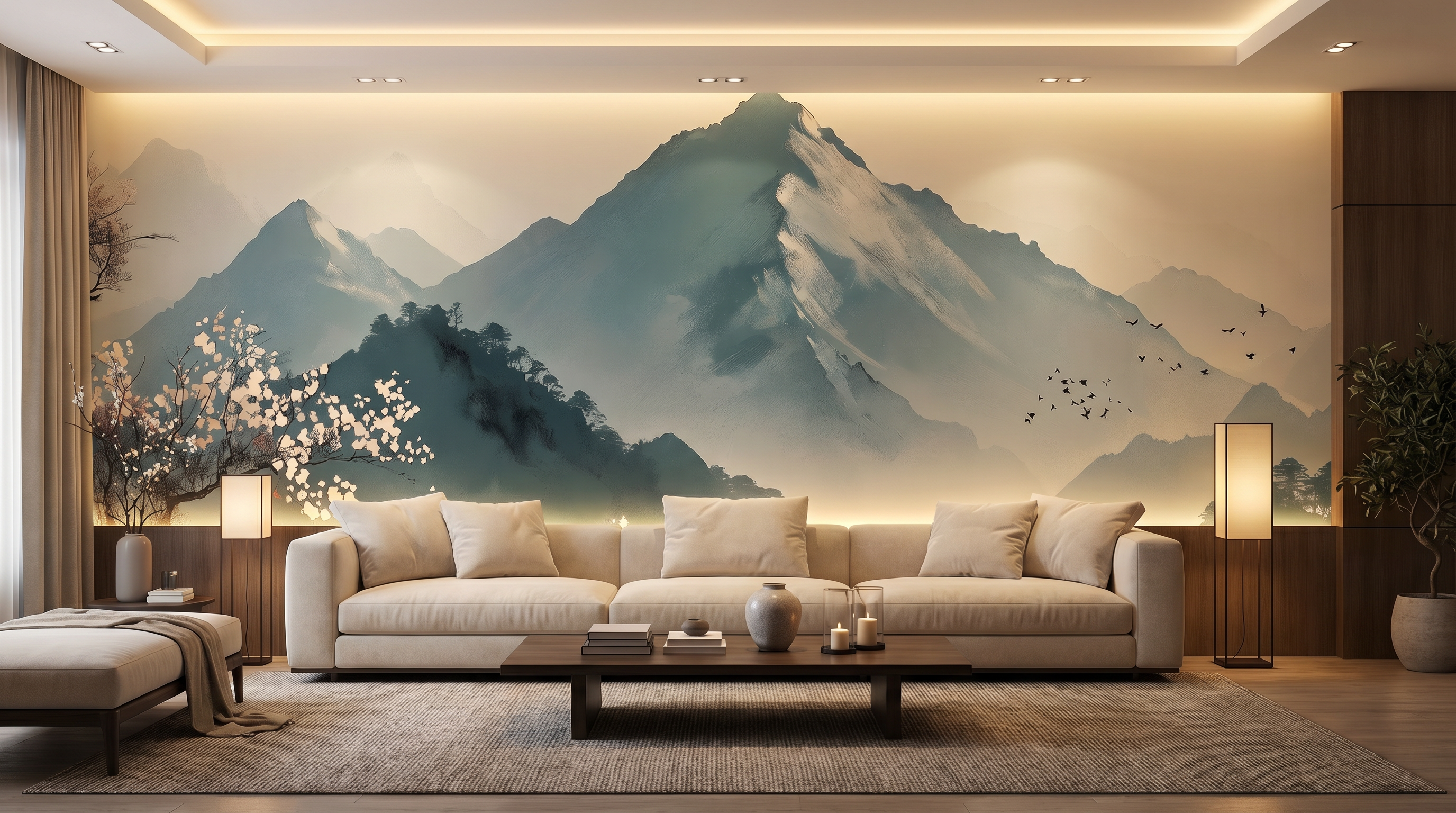 Misty Mountain Blossom Wall Mural