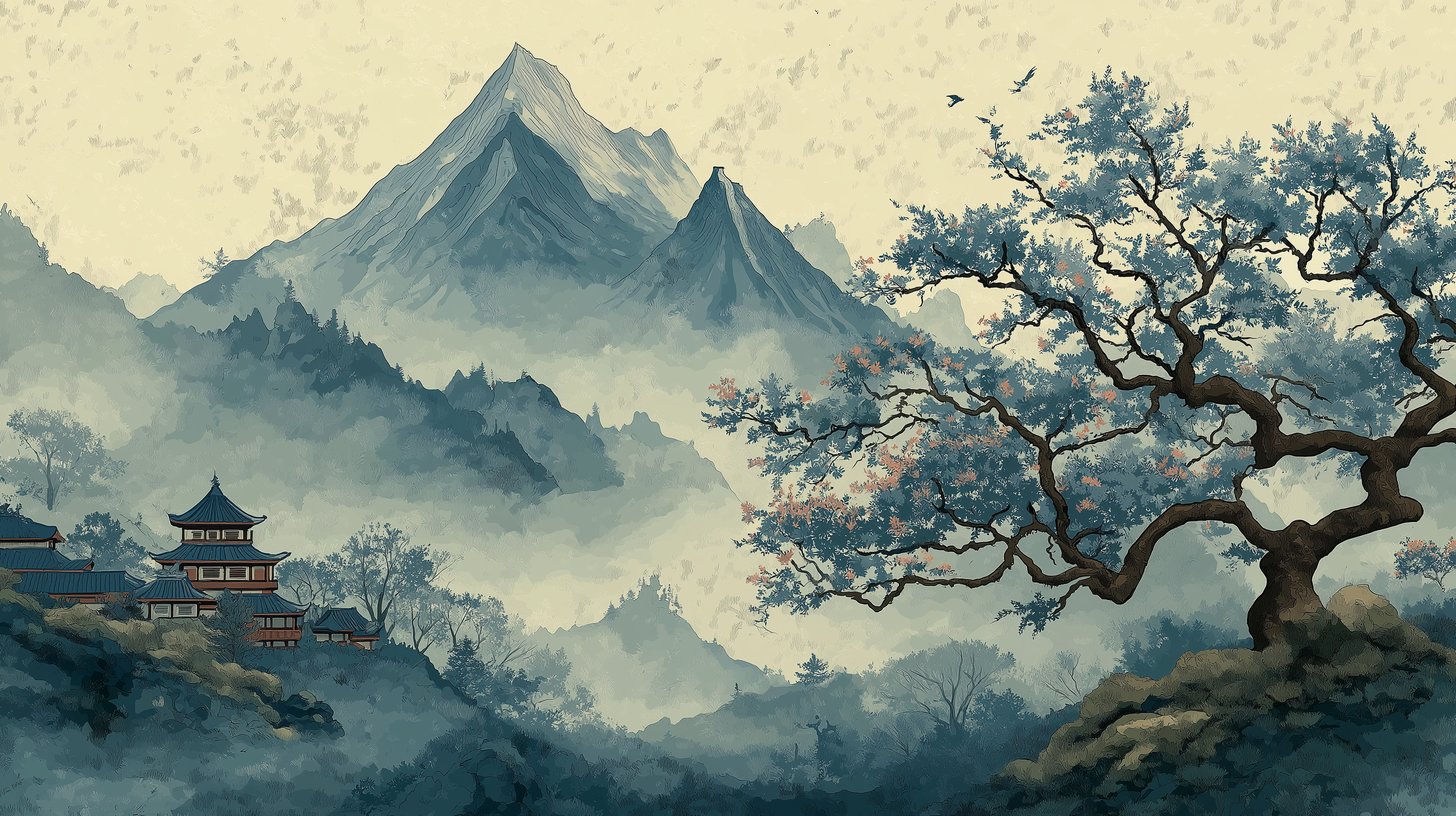 Celestial Peak Temple Wall Mural
