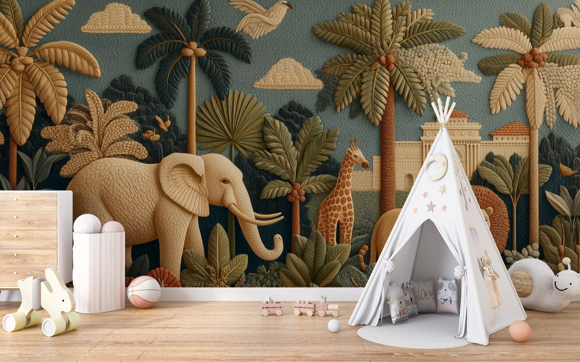 Safari Palace Botanical Wall Mural