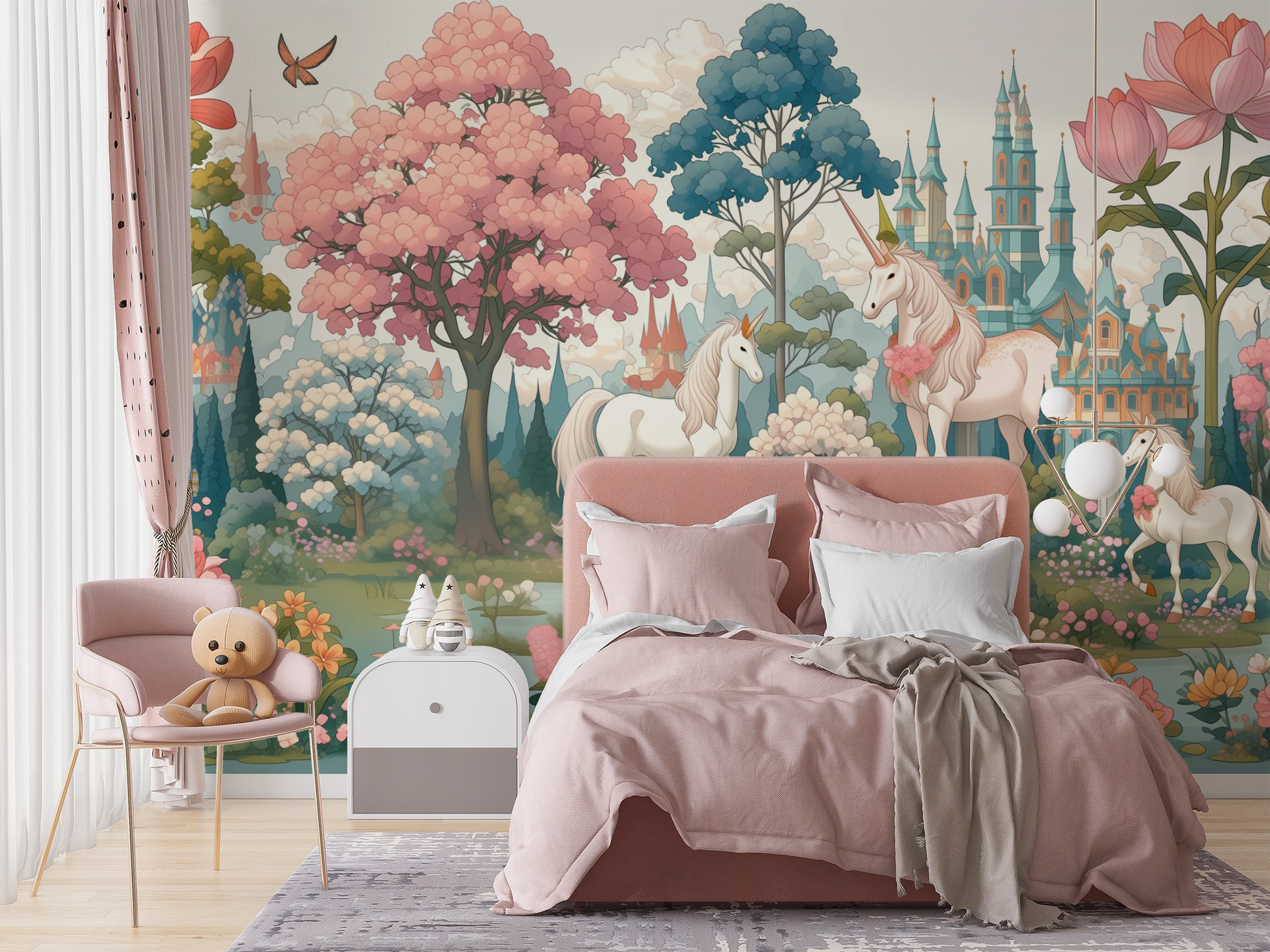 Enchanted Unicorn Garden Wall Mural – wall mural, view 4