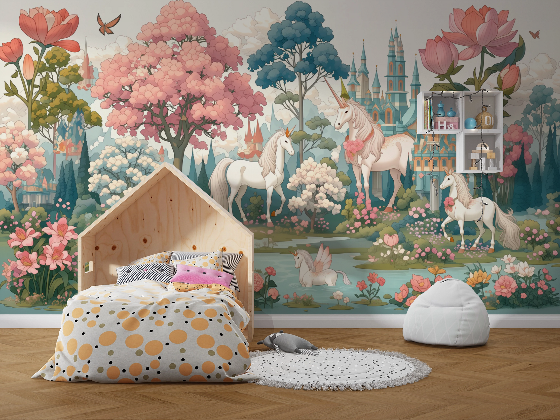 Enchanted Unicorn Garden Wall Mural – wall mural, view 3