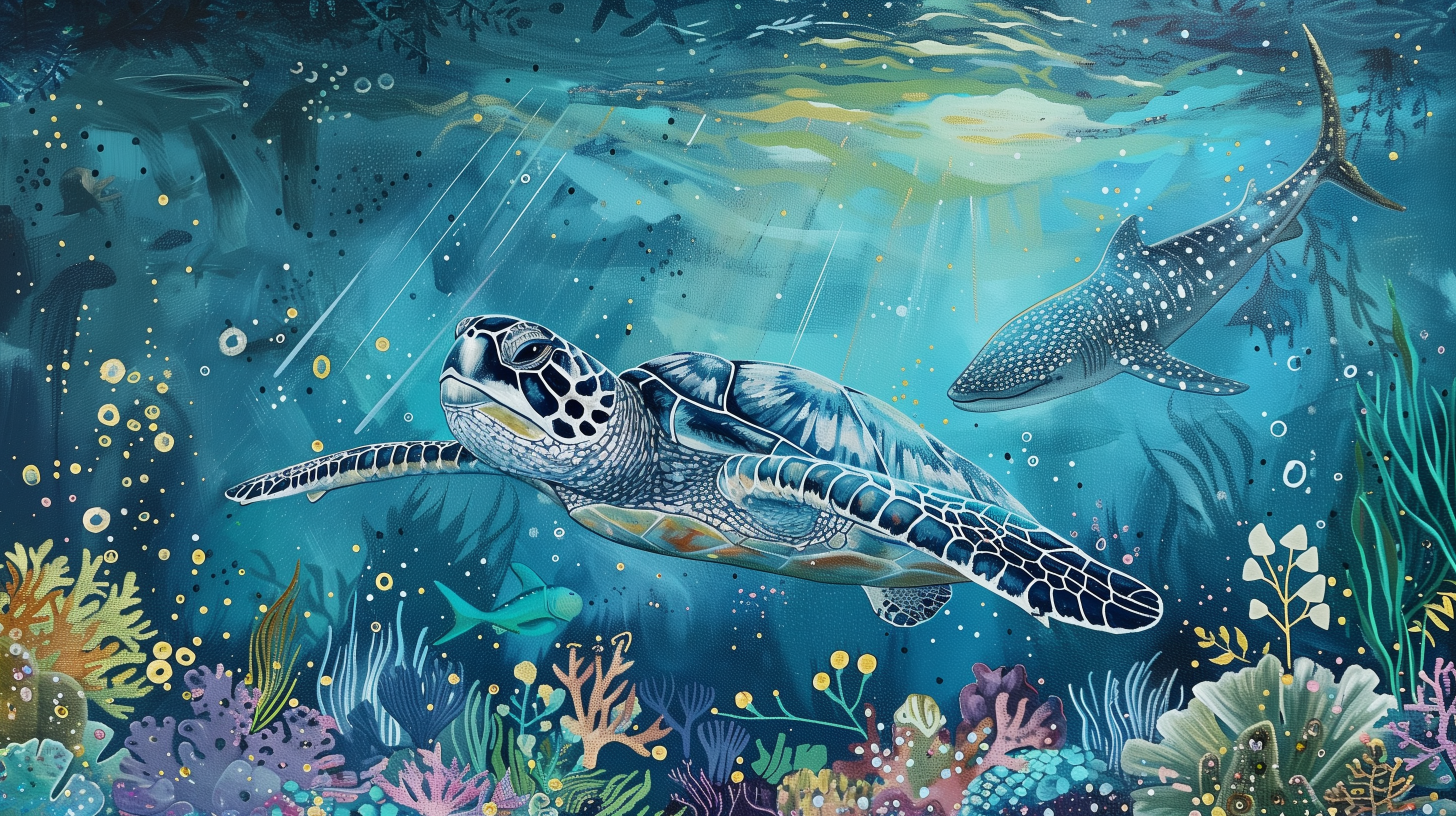 Sea Glow Turtle Reef Wall Mural